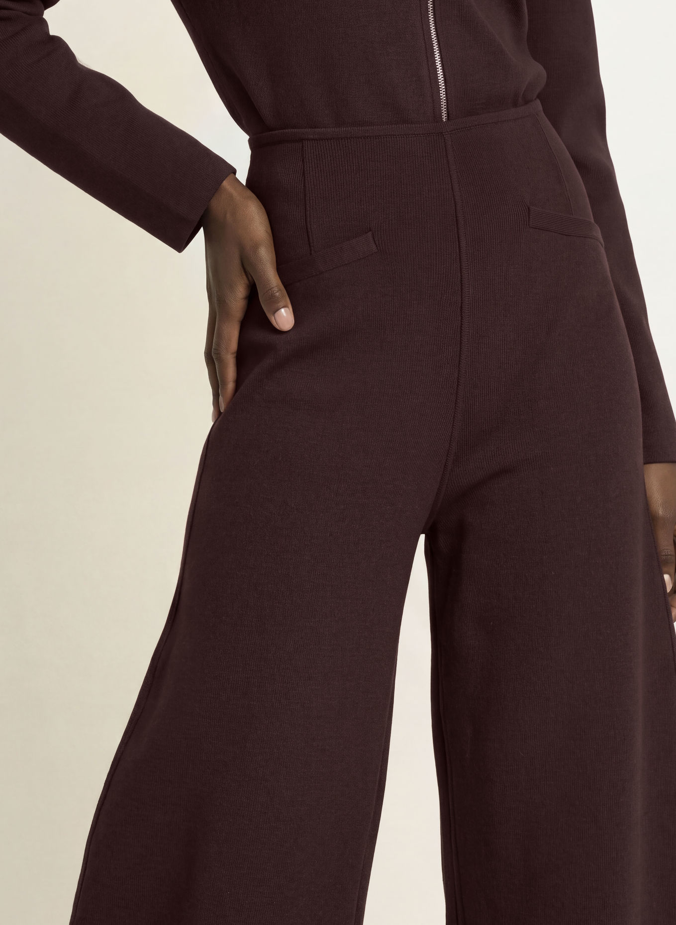 The Frankie Shop ENYA Knit Pants: DARK BROWN