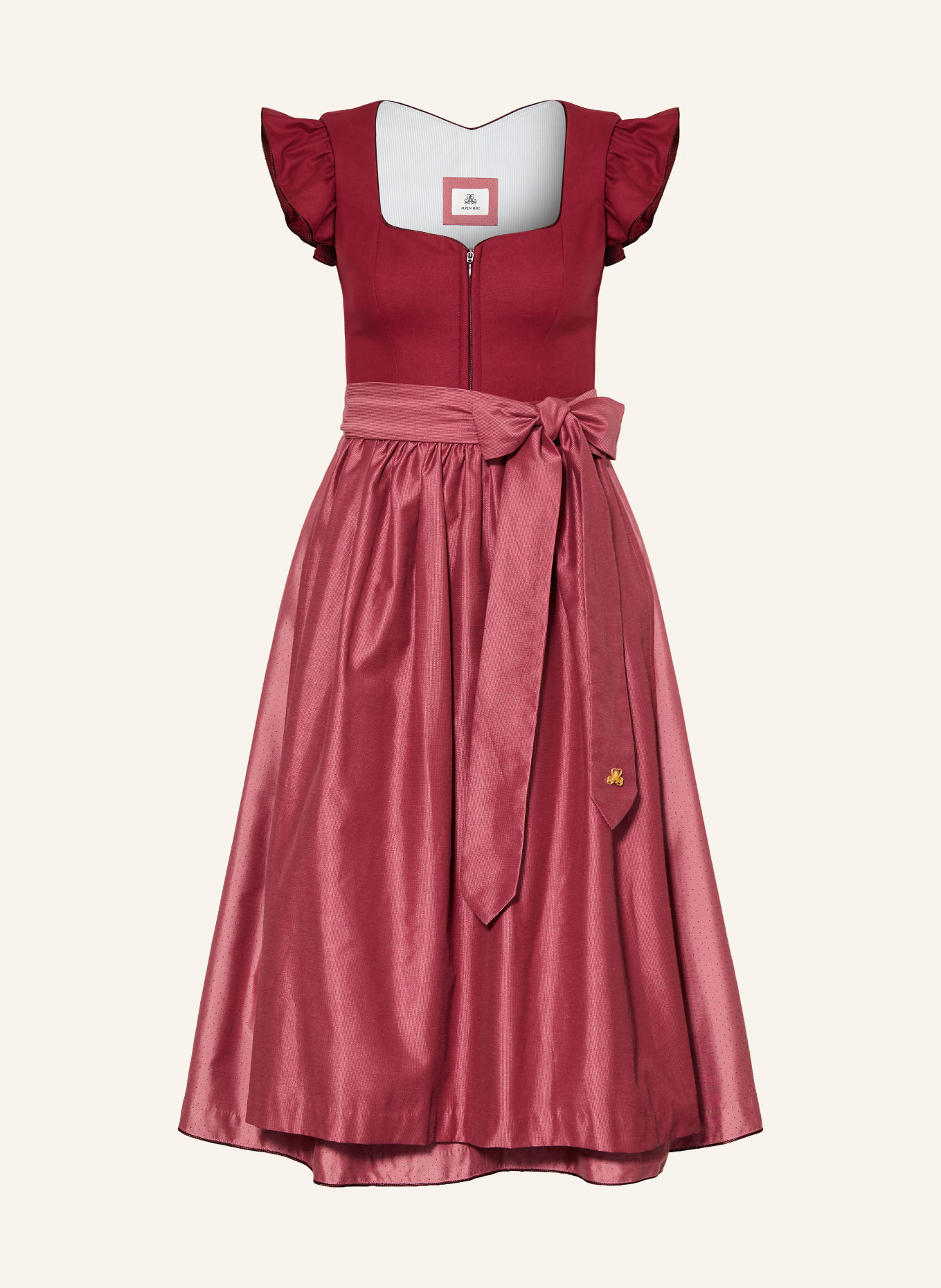 AlpenHERZ Robe Dirndl MARIE à volants: VIEUX ROSE / FUCHSIA