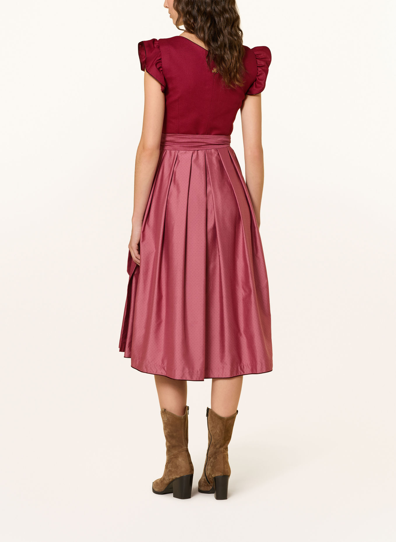 AlpenHERZ Robe Dirndl MARIE à volants: VIEUX ROSE / FUCHSIA