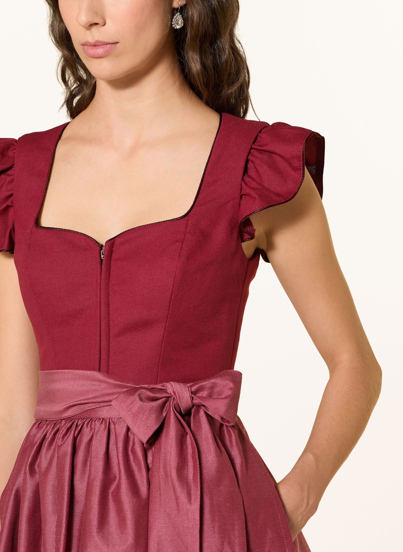 AlpenHERZ Robe Dirndl MARIE à volants: VIEUX ROSE / FUCHSIA