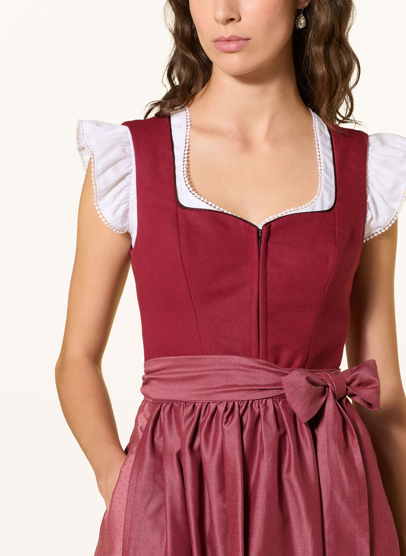 AlpenHERZ Robe Dirndl MARIE à volants: VIEUX ROSE / FUCHSIA