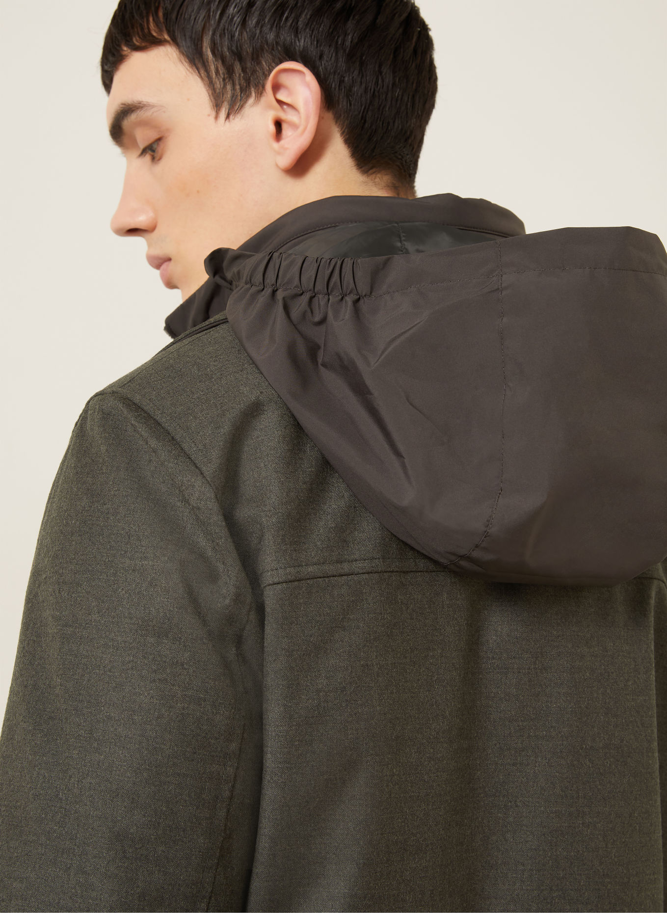MOORER Flannel overshirt with removable trim: DARK GREEN / DARK BROWN