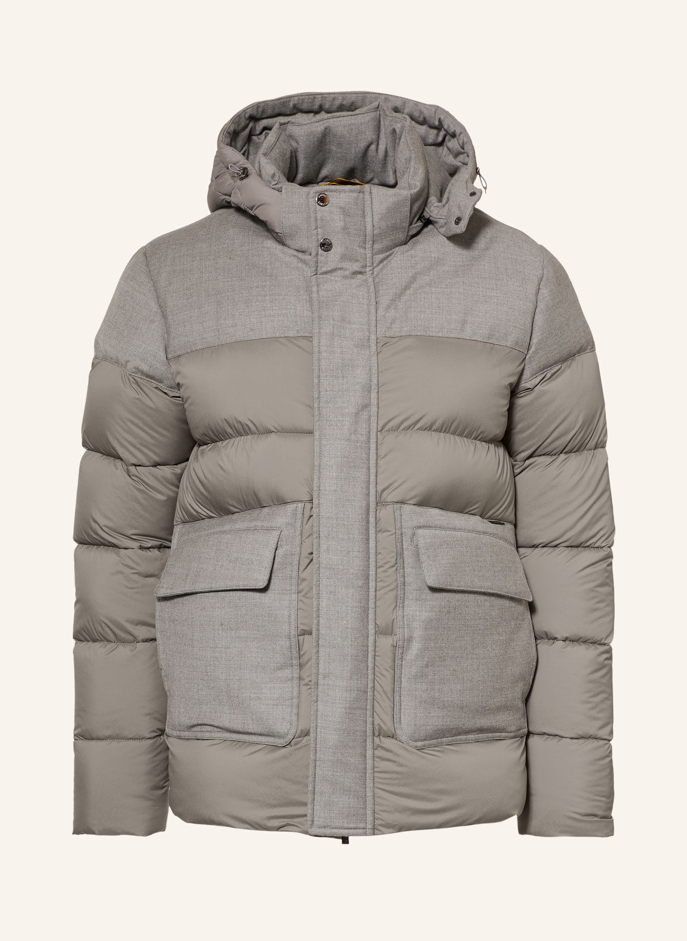 MOORER DORAZIO Down Jacket with Detachable Hood: GRAY