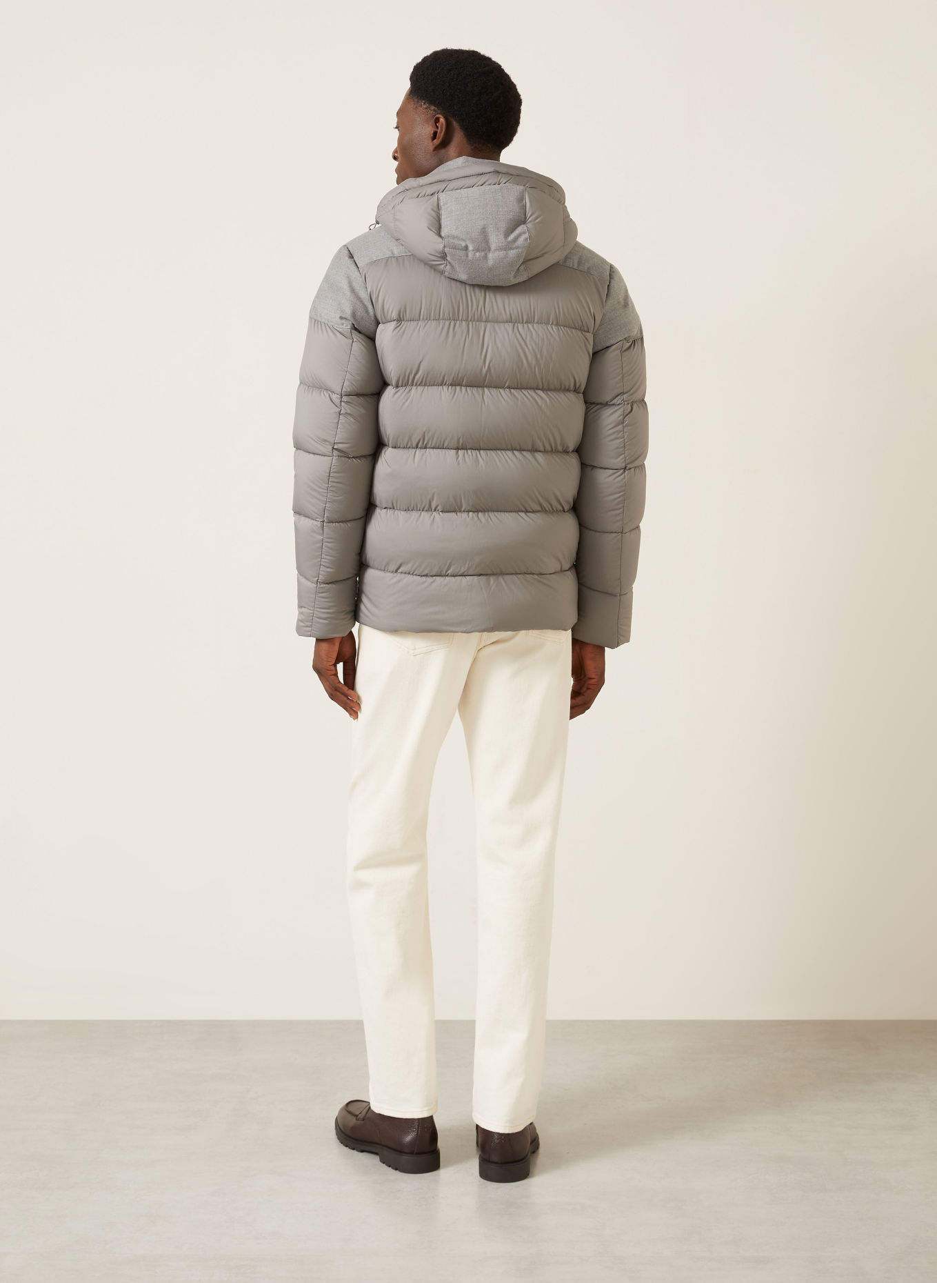 MOORER DORAZIO Down Jacket with Detachable Hood: GRAY