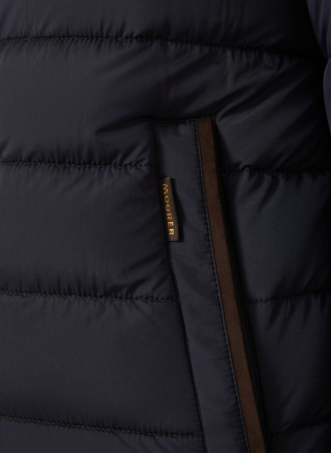 MOORER EURICO Down Jacket with Detachable Hood: DARK BLUE