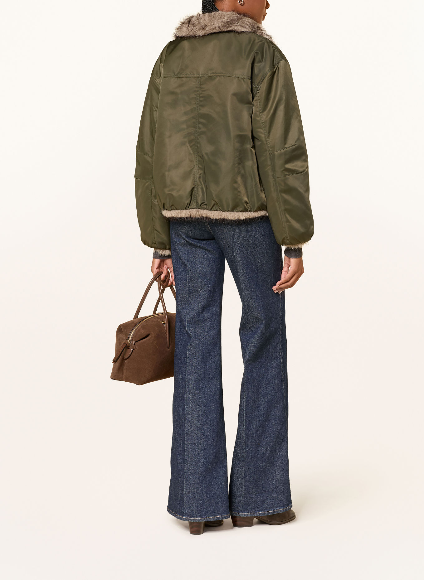 Veronica Beard VARELL-jakke i kunstpels, der kan vendes: KHAKI / TAUPE