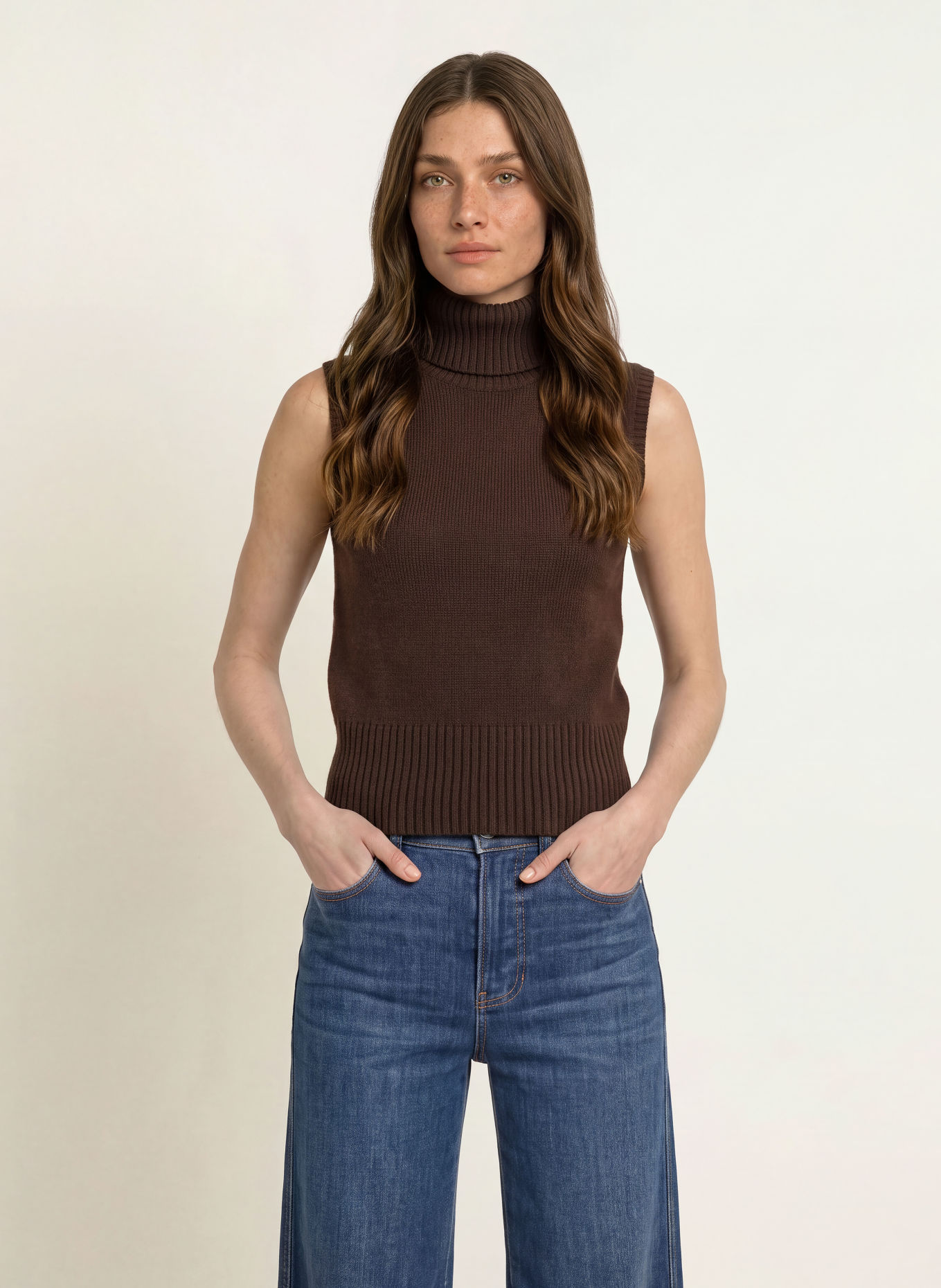 Veronica Beard MAZZY Cashmere Knit Top: DARK BROWN