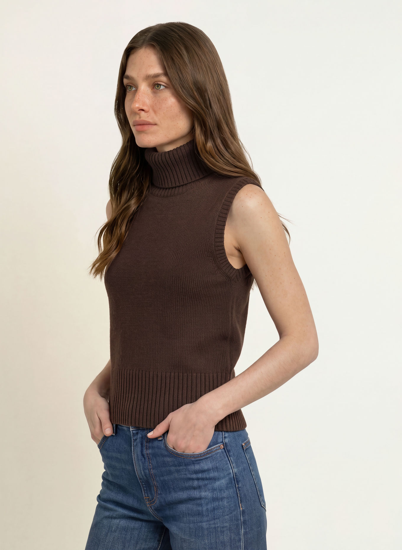 Veronica Beard MAZZY Cashmere Knit Top: DARK BROWN