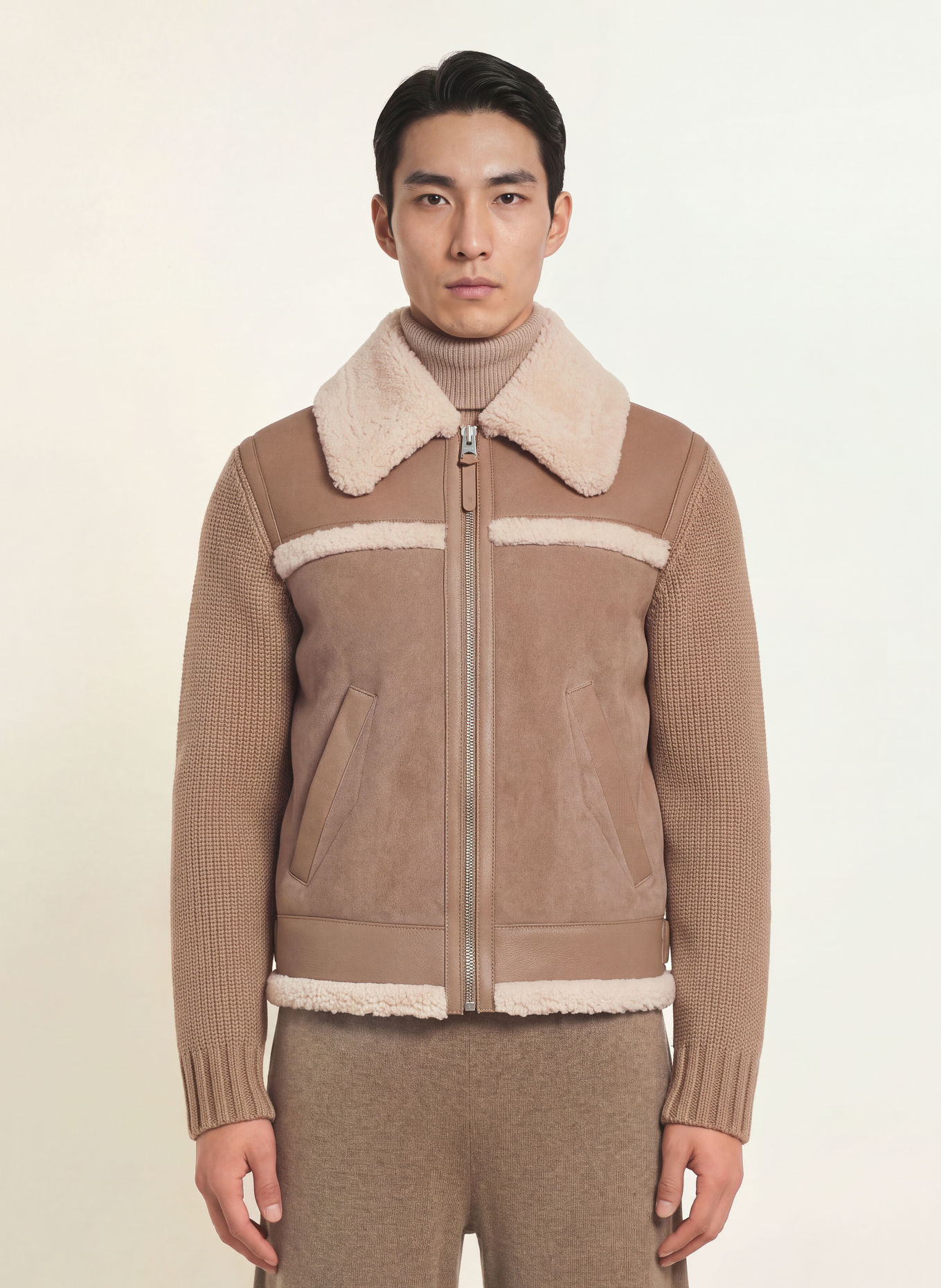 Mackage Lederjacke TORRIAN im Materialmix: TAUPE / HELLBRAUN