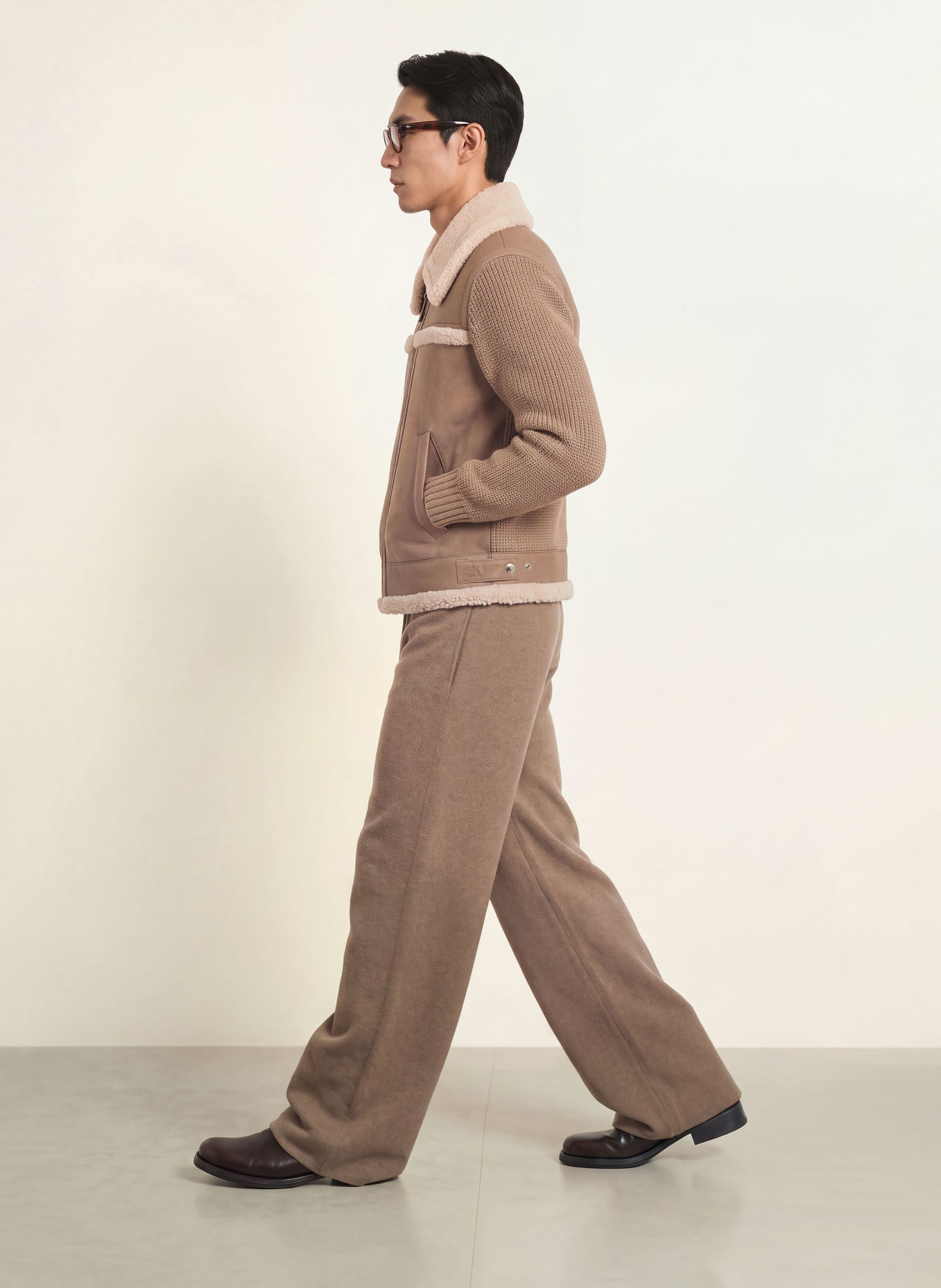 Mackage Lederjacke TORRIAN im Materialmix: TAUPE / HELLBRAUN