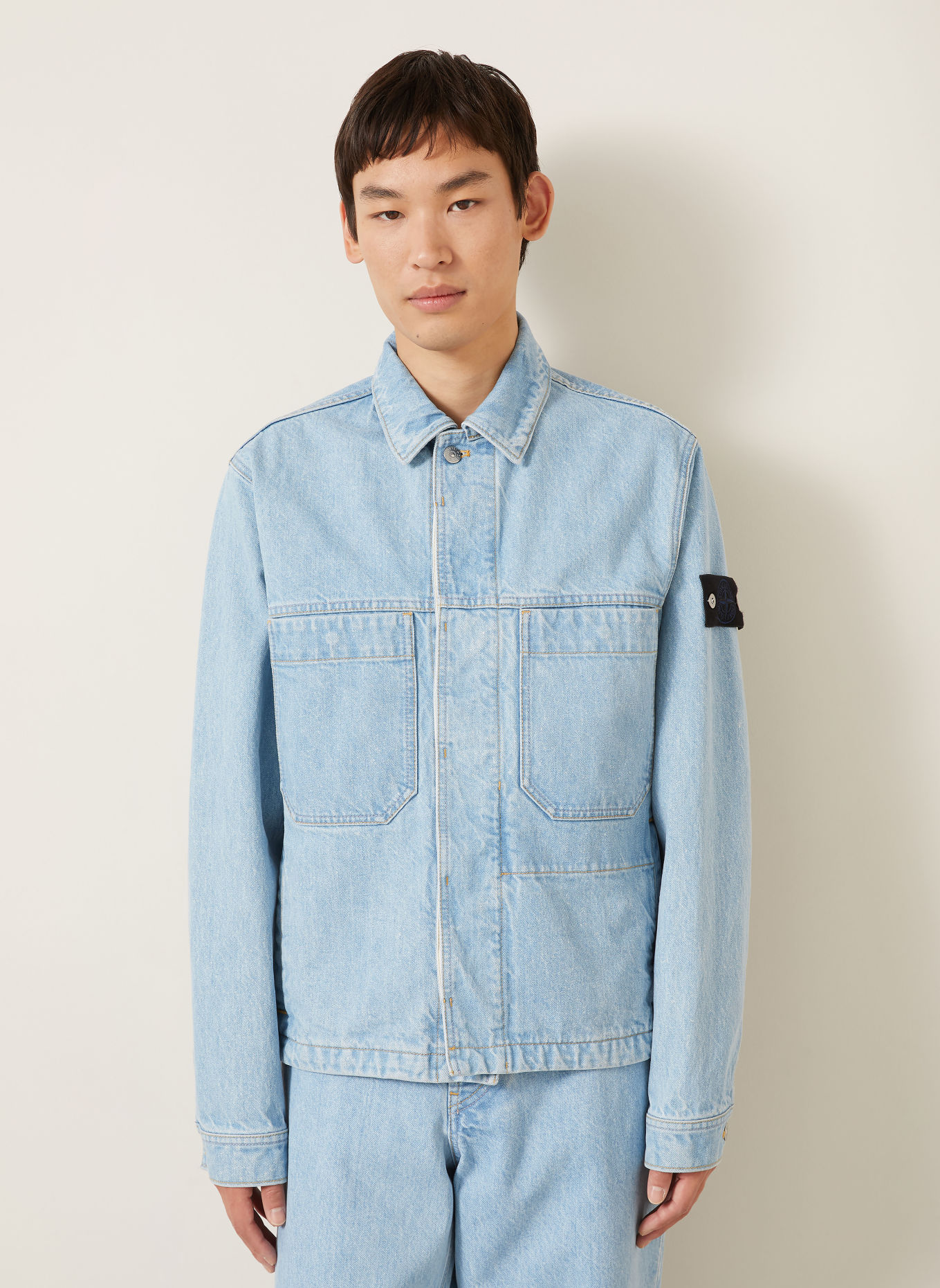 STONE ISLAND Jeansjacke DENIM PROJECT: VJ204 BLUE LIGHT WASH
