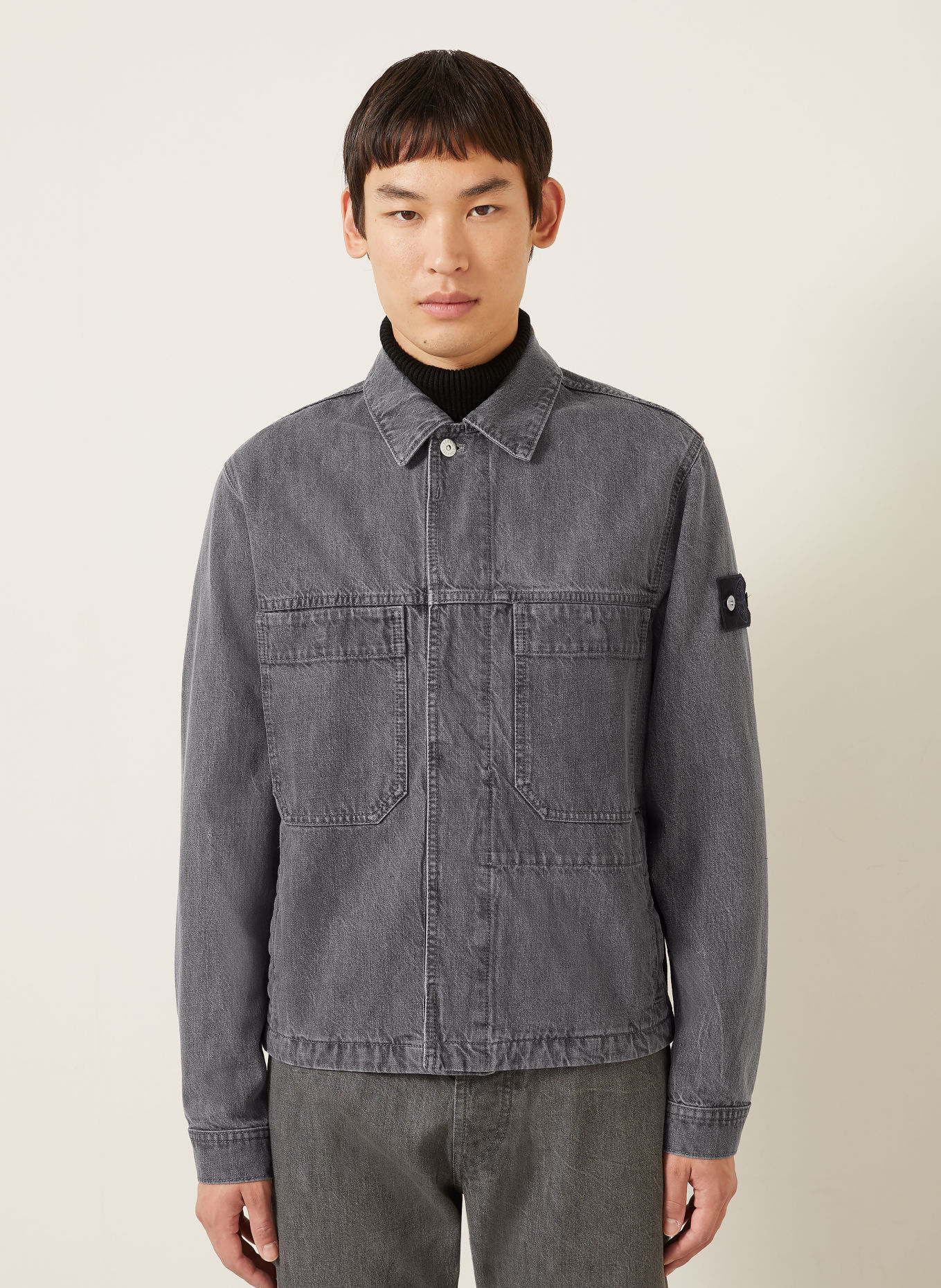 STONE ISLAND Jeans-Overshirt DENIM PROJECT: VJ604 GREY LIGHT WASH