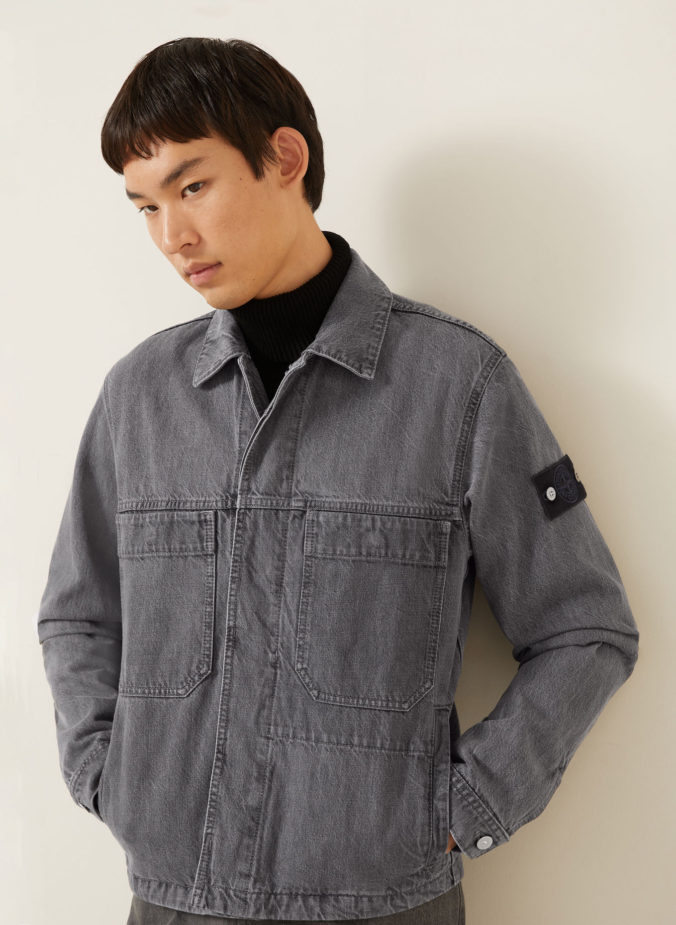 STONE ISLAND Jeans-Overshirt DENIM PROJECT: VJ604 GREY LIGHT WASH