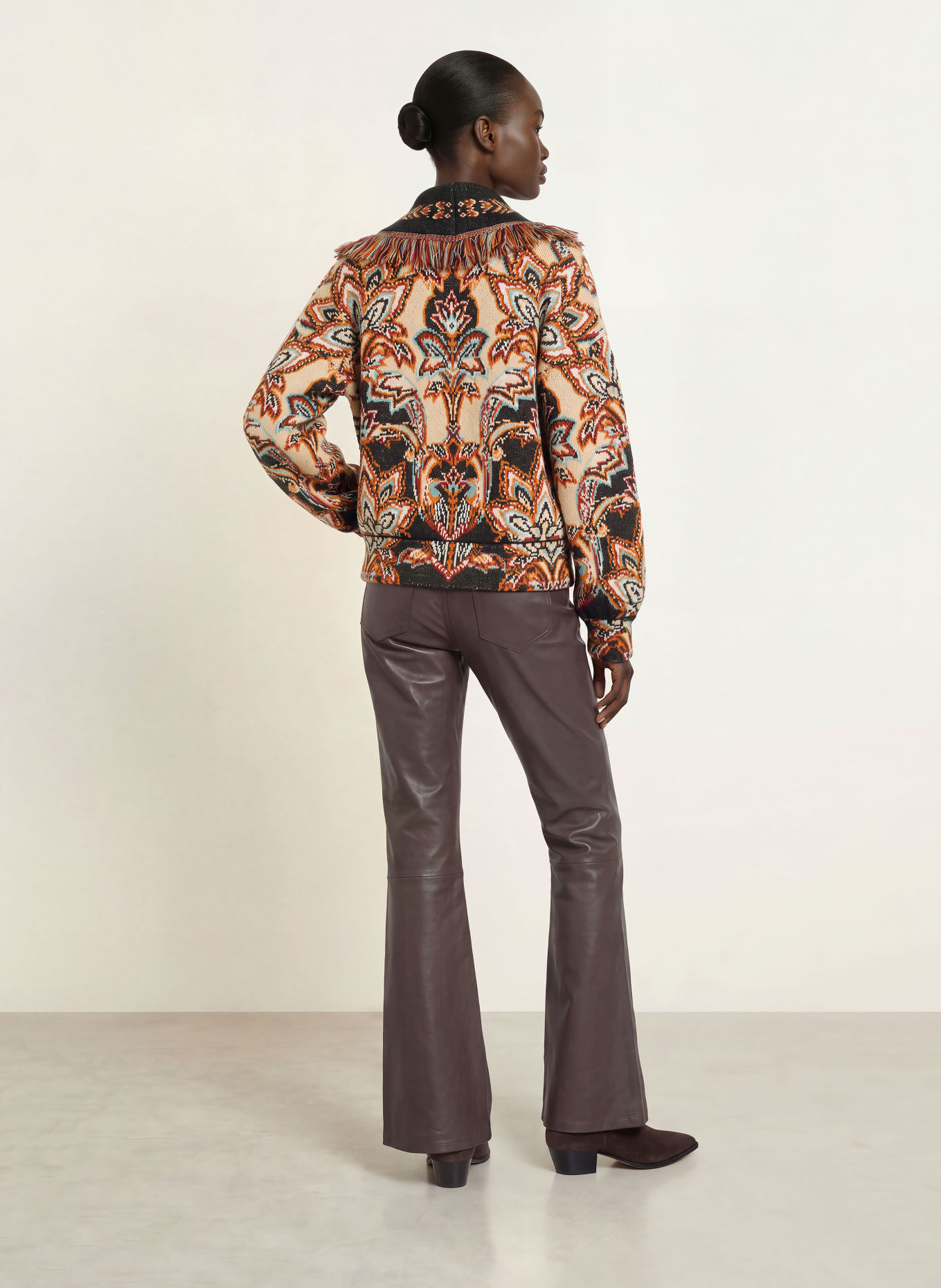 FARM RIO Cardigan: DARK BROWN / DARK RED / DARK ORANGE
