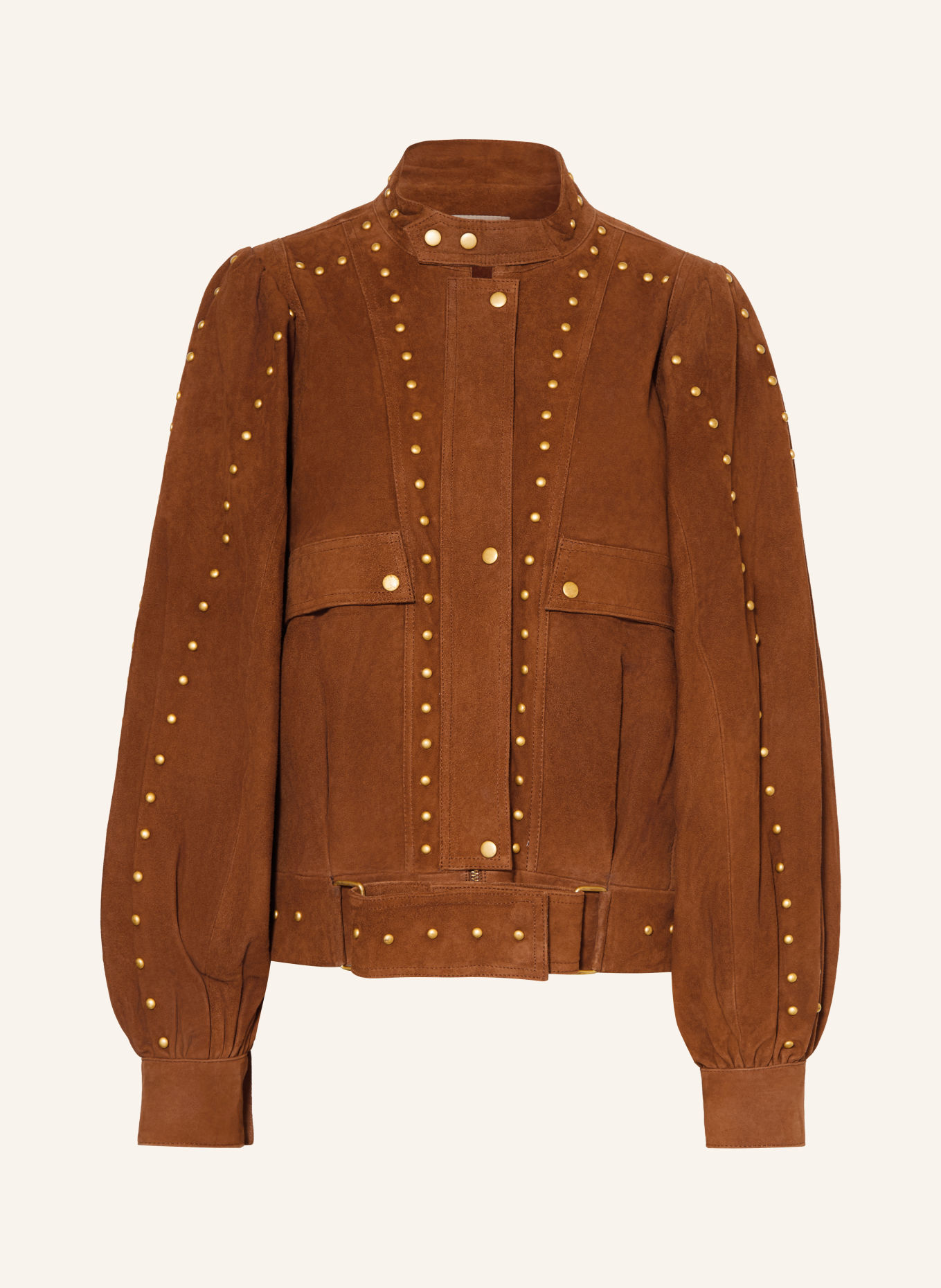 FARM RIO Lederjacke mit Nieten: COGNAC
