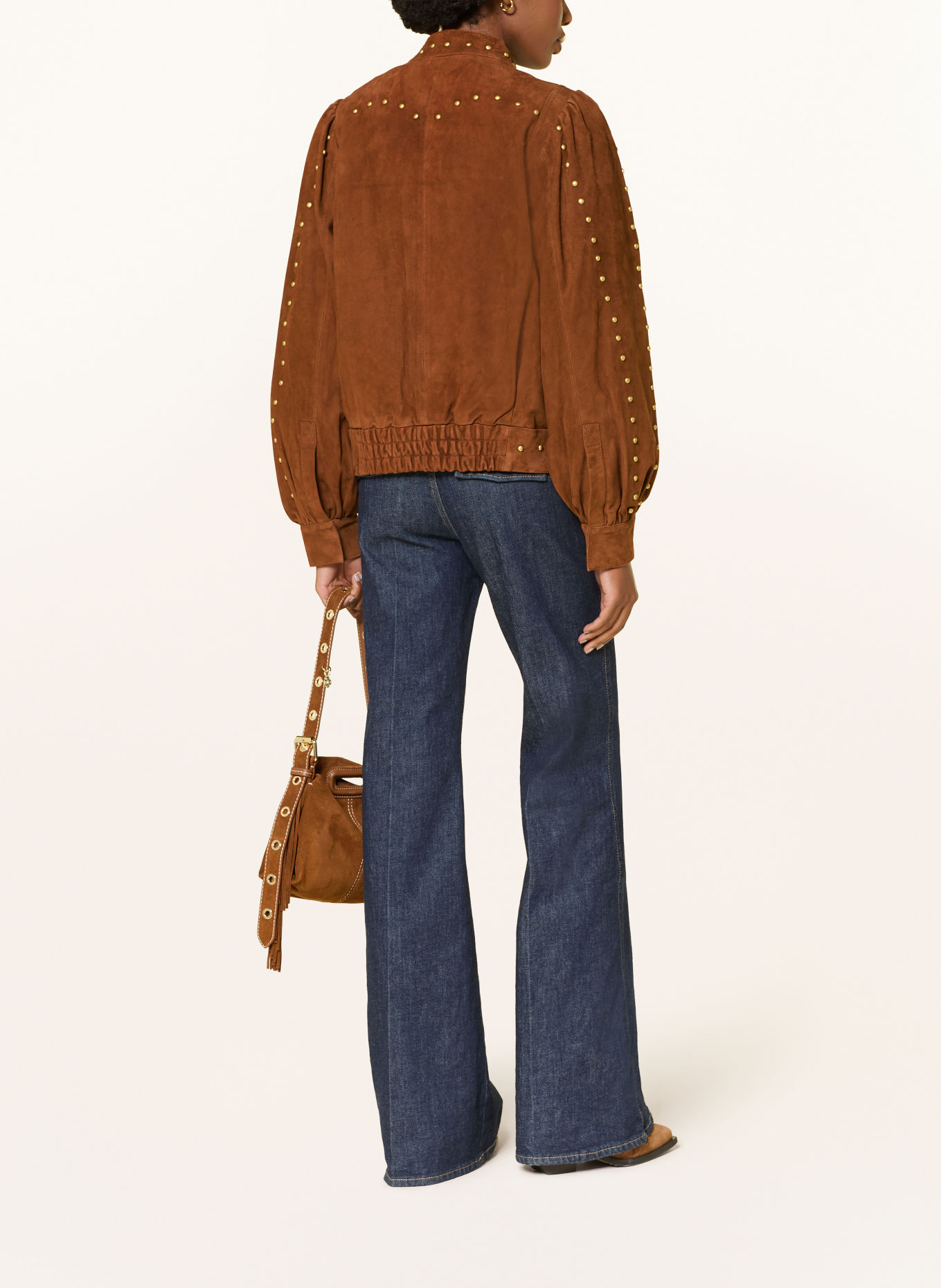 FARM RIO Lederjacke mit Nieten: COGNAC