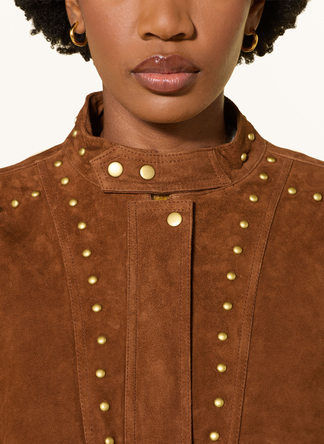 FARM RIO Lederjacke mit Nieten: COGNAC