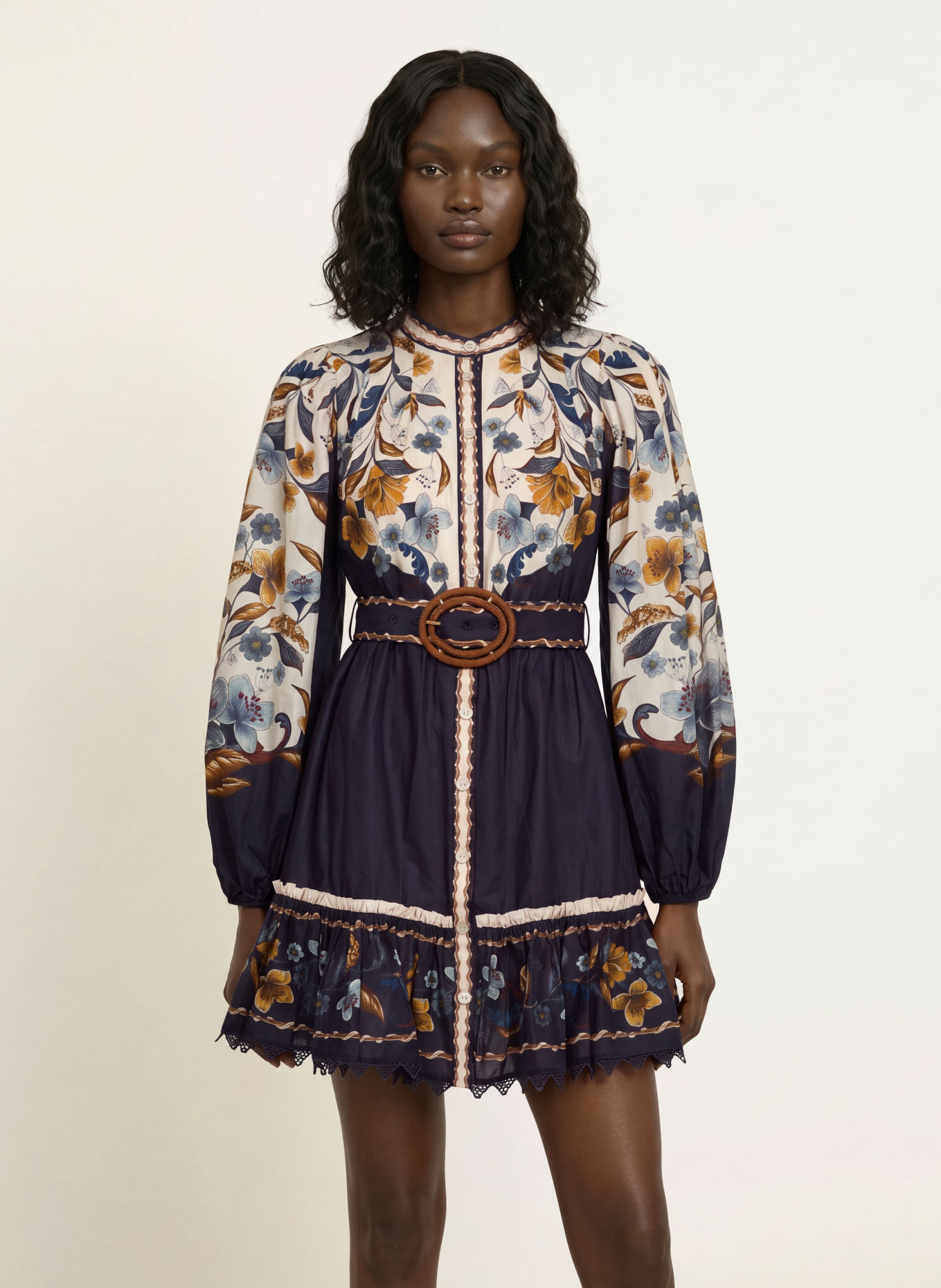 FARM RIO Robe: BLEU / MARRON / CRÈME