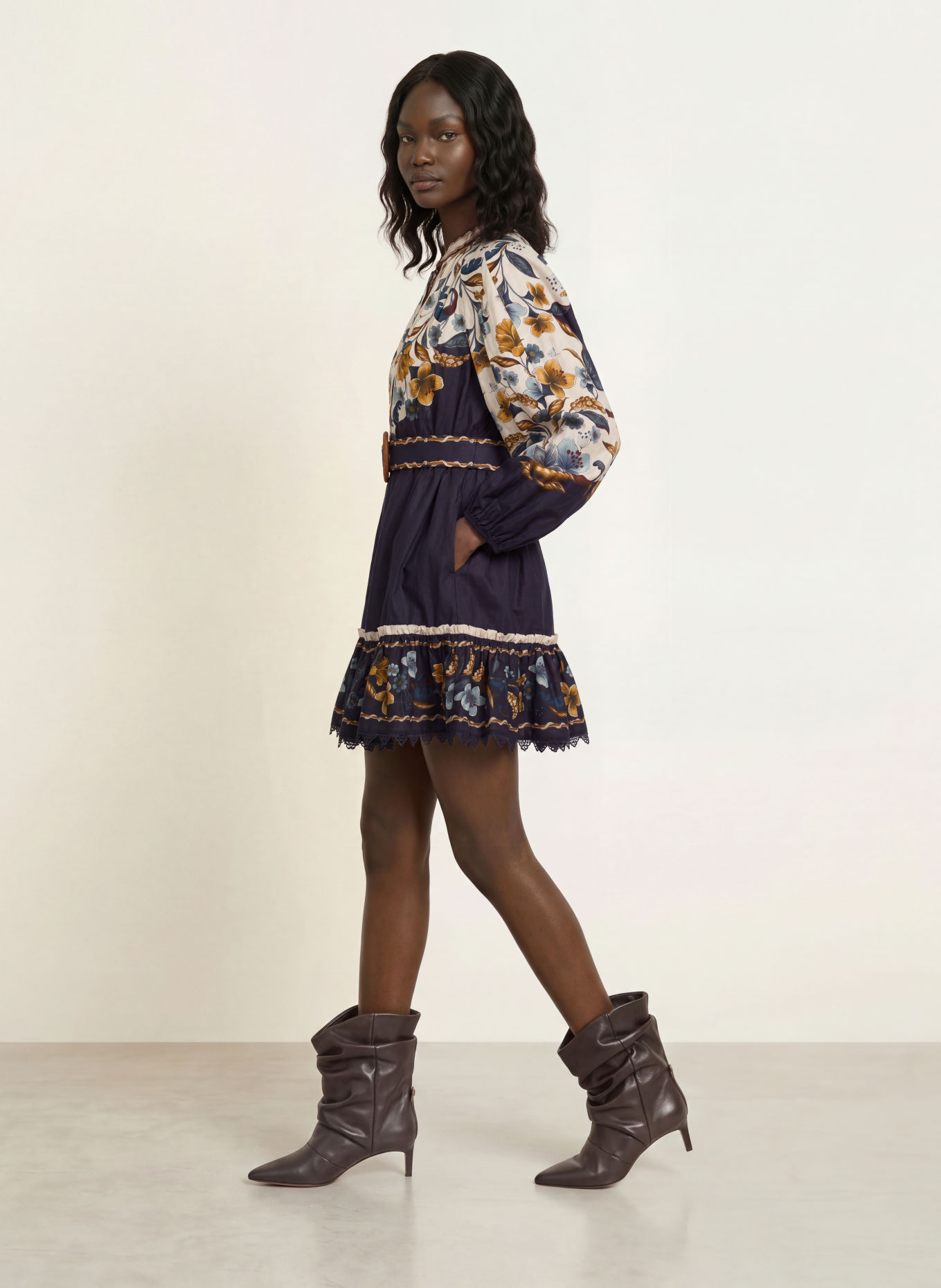 FARM RIO Robe: BLEU / MARRON / CRÈME