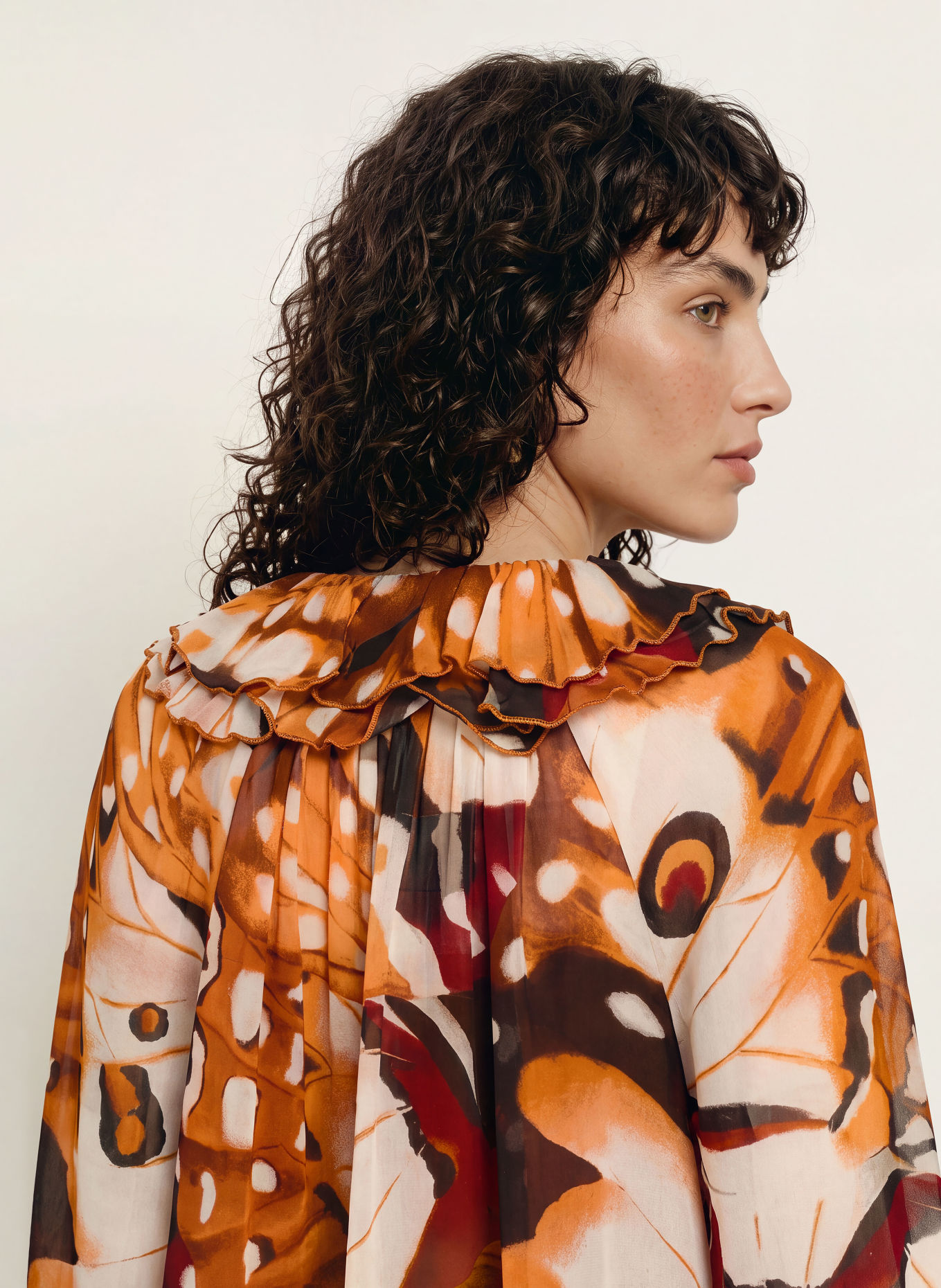 FARM RIO Shirt blouse: COGNAC / ECRU / DARK RED