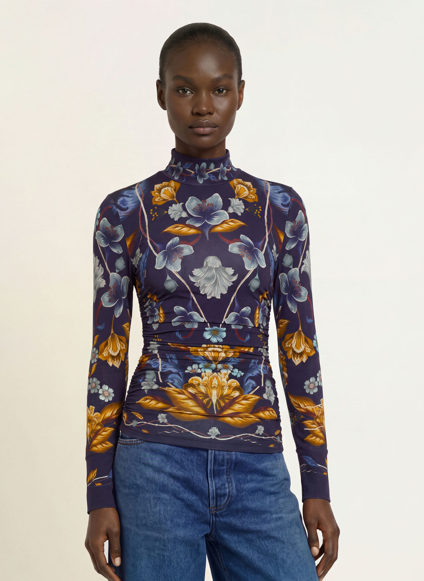 FARM RIO Longsleeve: DONKERBLAUW / BLAUWGRIJS / DONKERGEEL