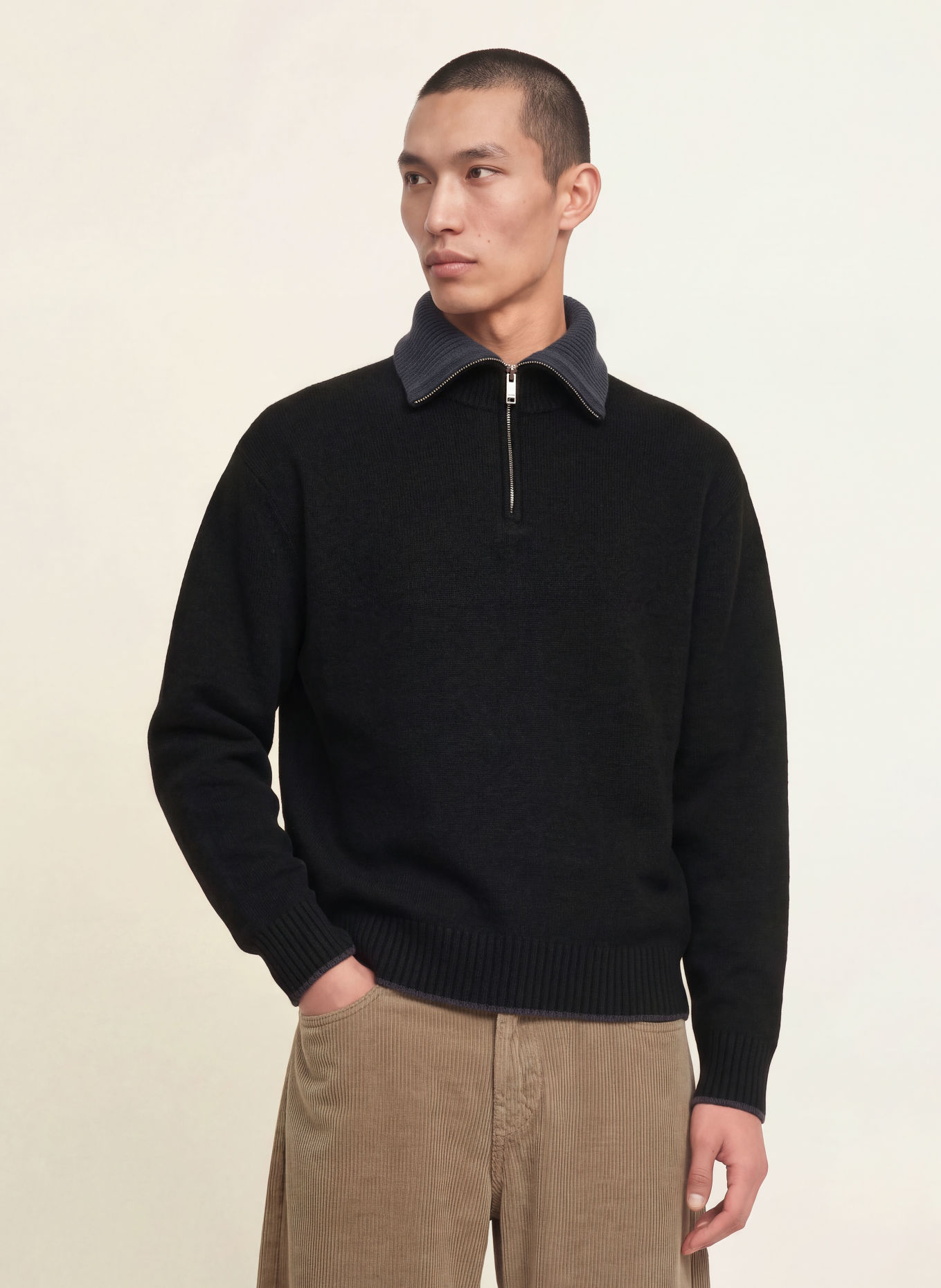 AXEL ARIGATO Half-zip sweater: BLACK