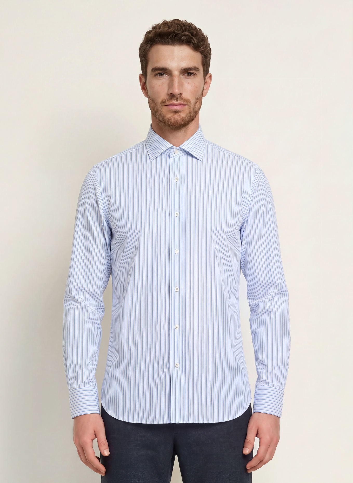 BARBA NAPOLI Hemd Slim Fit: HELLBLAU / DUNKELGRAU / WEISS
