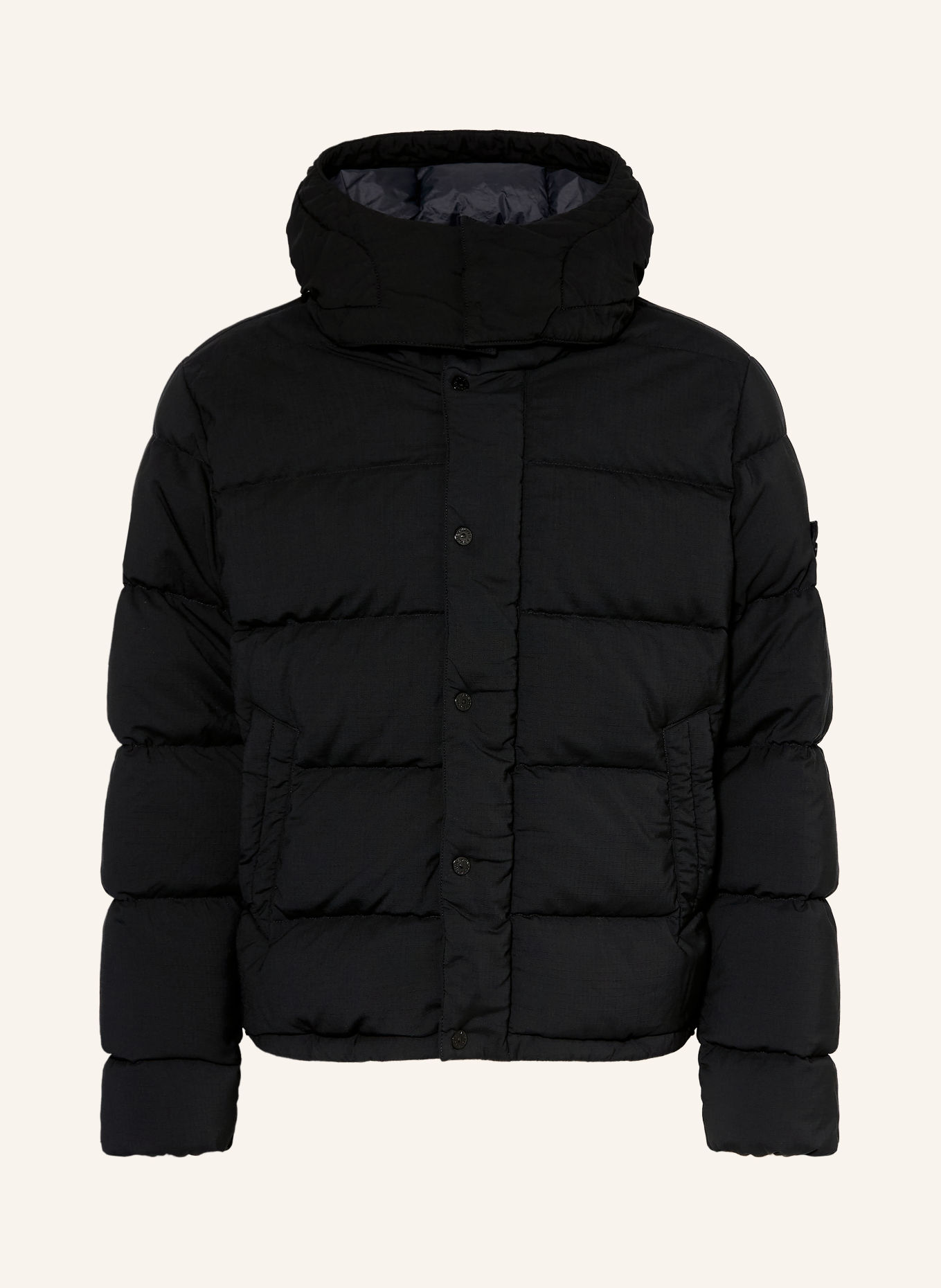 STONE ISLAND Daunenjacke GHOST mit abnehmbarer Kapuze: SCHWARZ