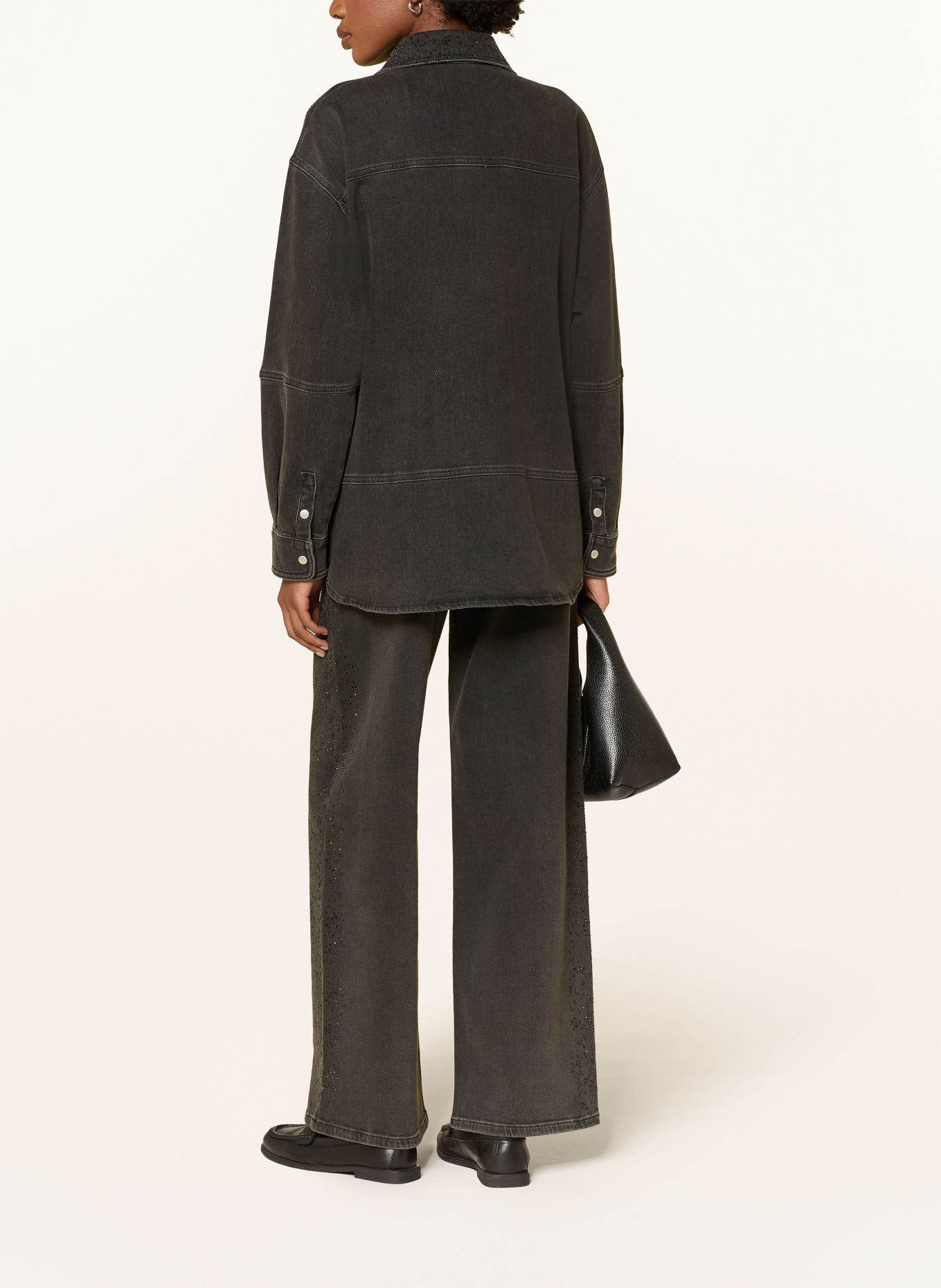 InWear JUNAIW AALIA Wide-Leg jeans with Rhinestones: 900012851 DARK GREY WASH DENIM