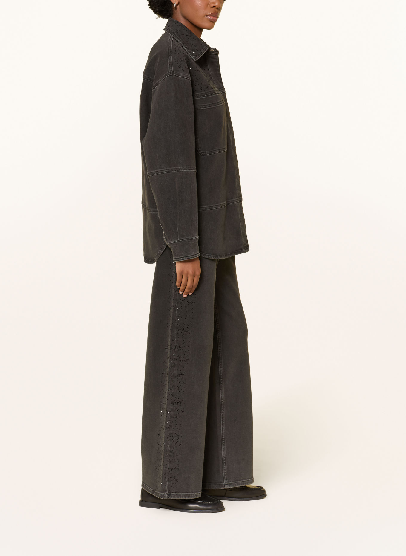 InWear JUNAIW AALIA Wide-Leg jeans with Rhinestones: 900012851 DARK GREY WASH DENIM