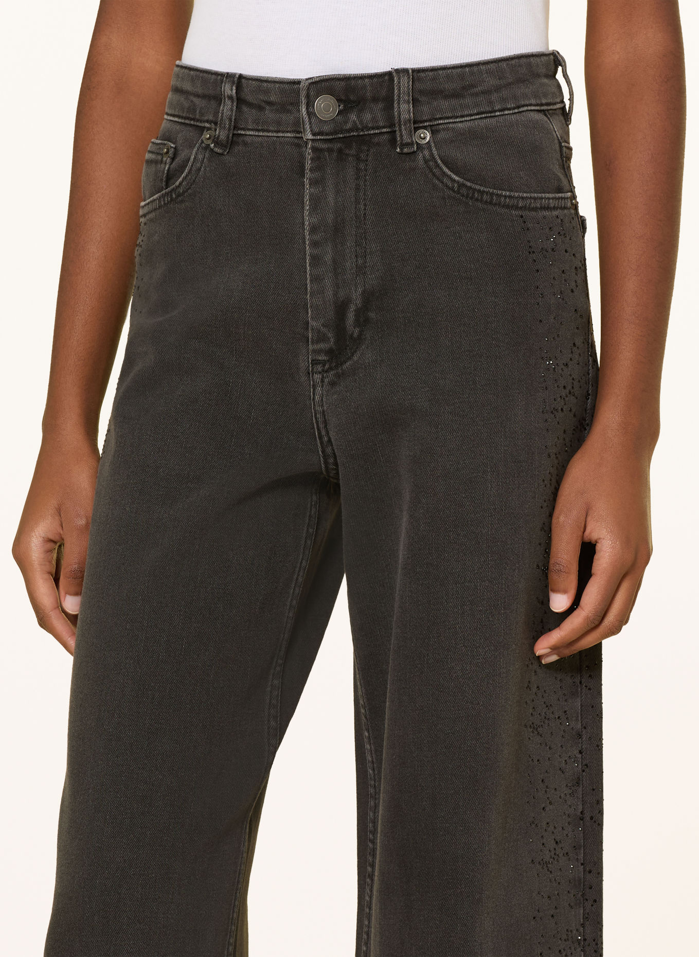 InWear JUNAIW AALIA Wide-Leg jeans with Rhinestones: 900012851 DARK GREY WASH DENIM