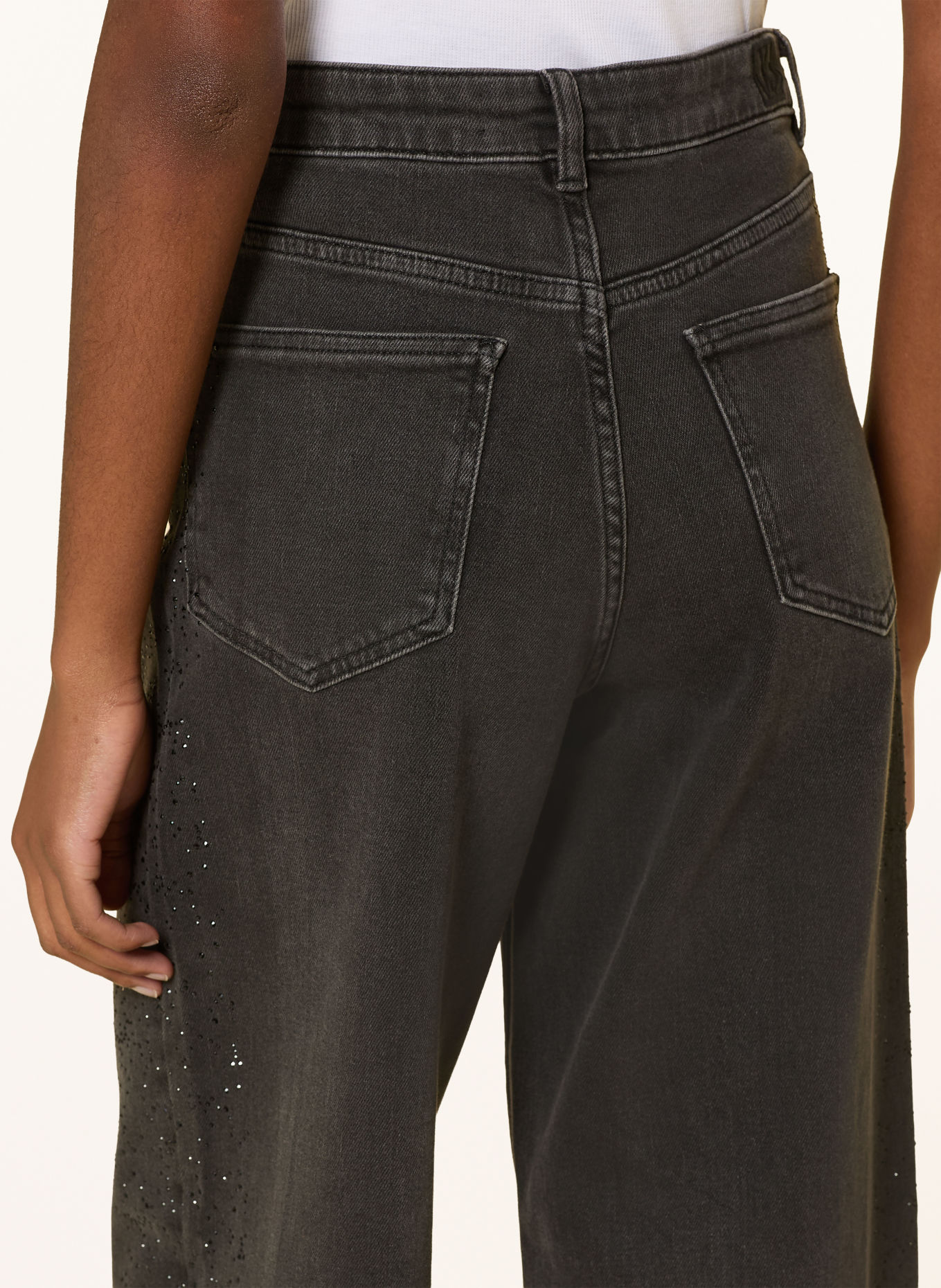 InWear JUNAIW AALIA Wide-Leg jeans with Rhinestones: 900012851 DARK GREY WASH DENIM