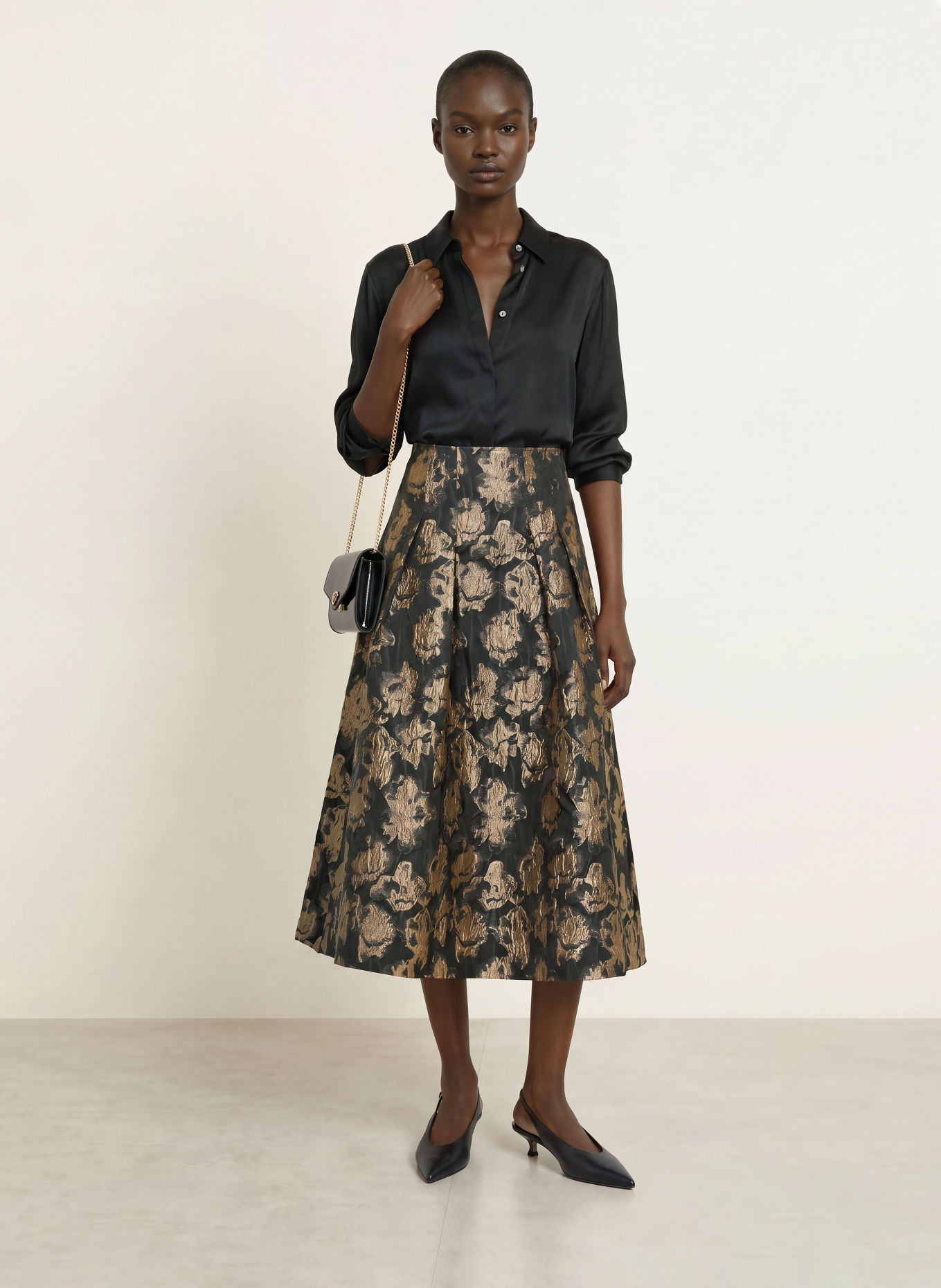 InWear Jacquardrok YANCIEIW: ZWART / GOUD / PETROL