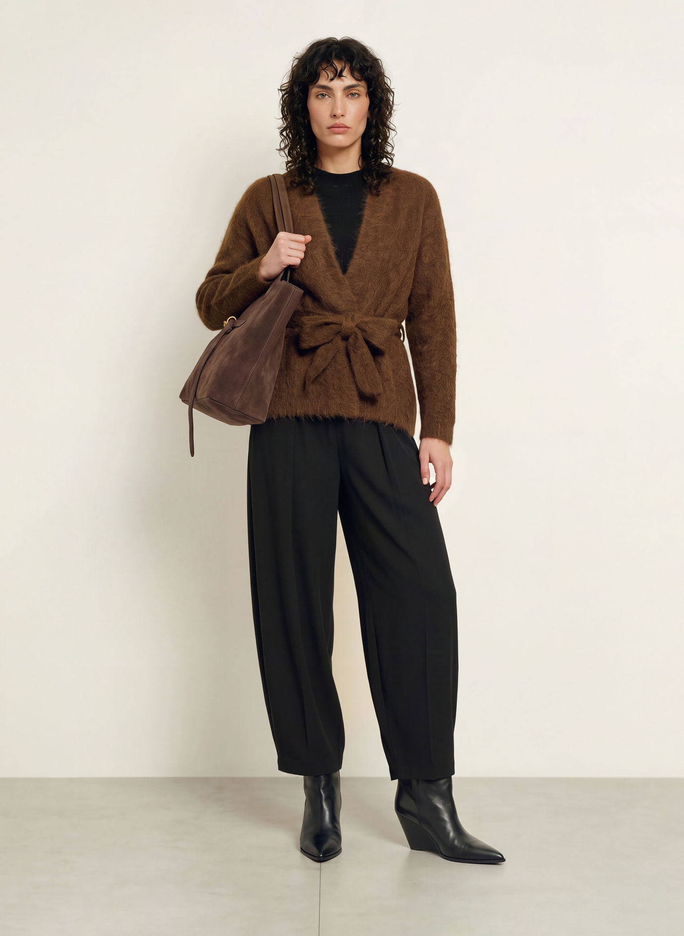 InWear PELLOIW Knit wrap with Alpaca: DARK BROWN