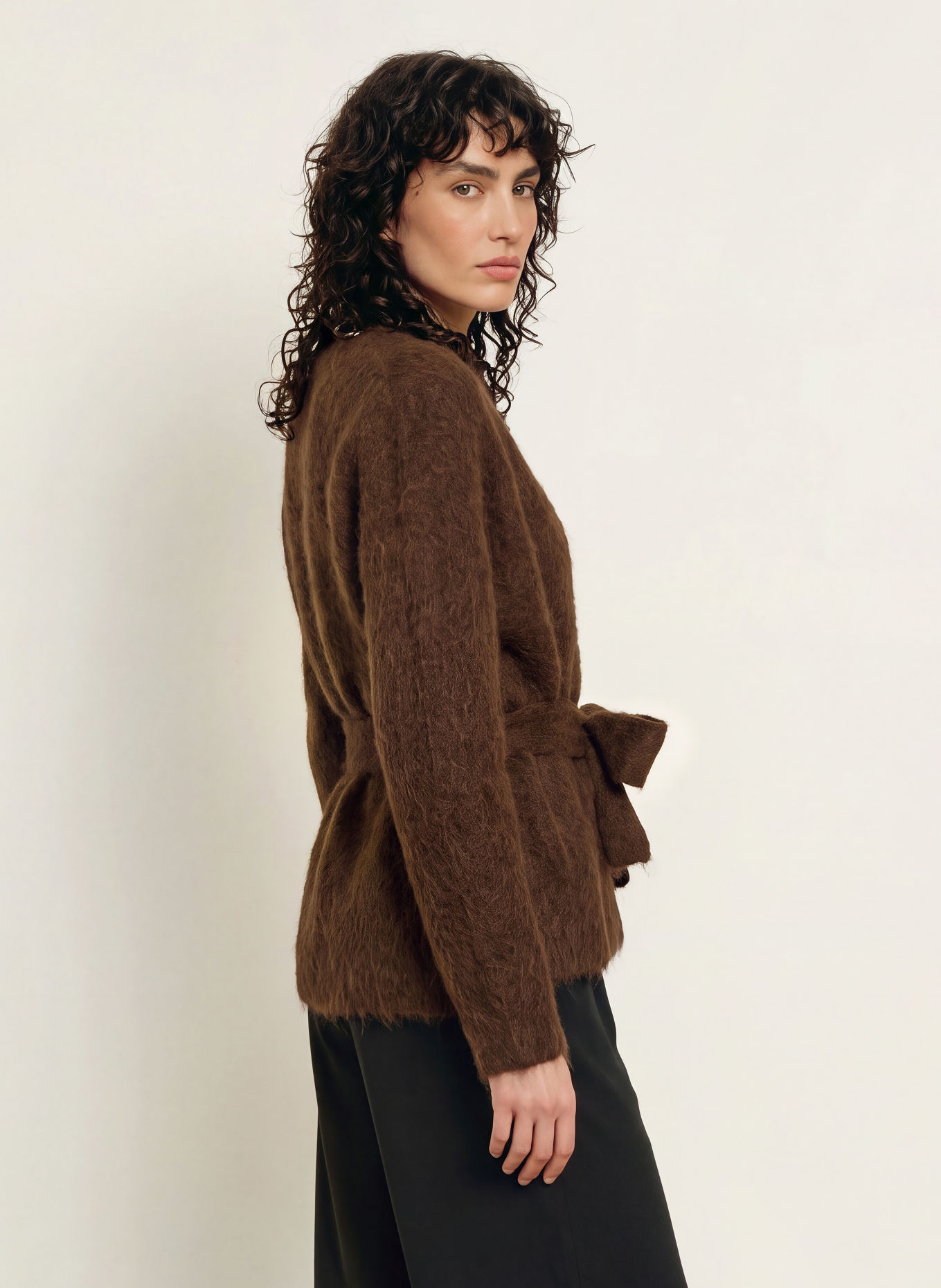 InWear PELLOIW Knit wrap with Alpaca: DARK BROWN