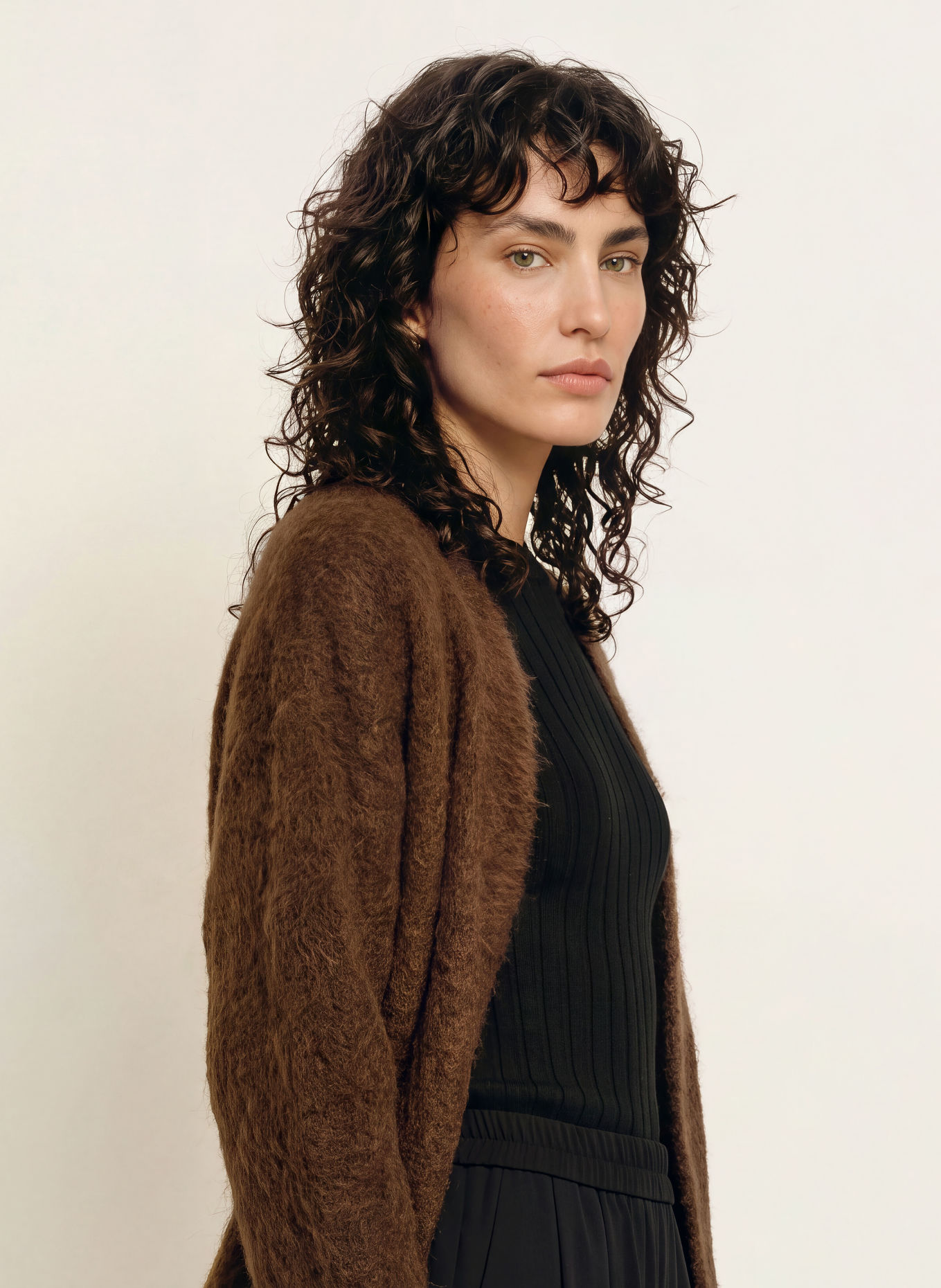 InWear PELLOIW Knit wrap with Alpaca: DARK BROWN