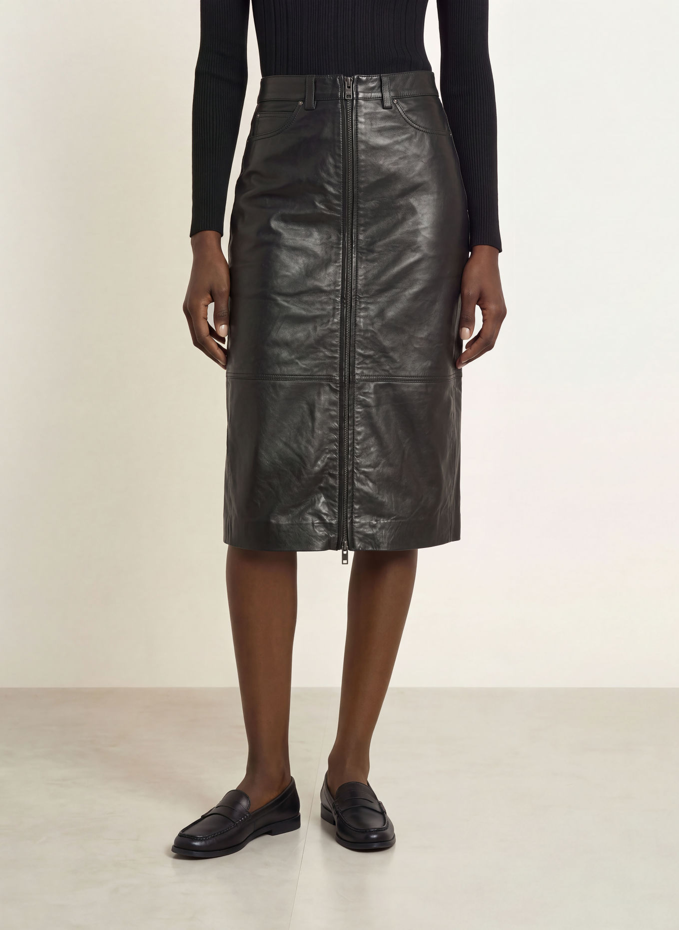 InWear Spódnica skórzana JOKOIW: CZARNY