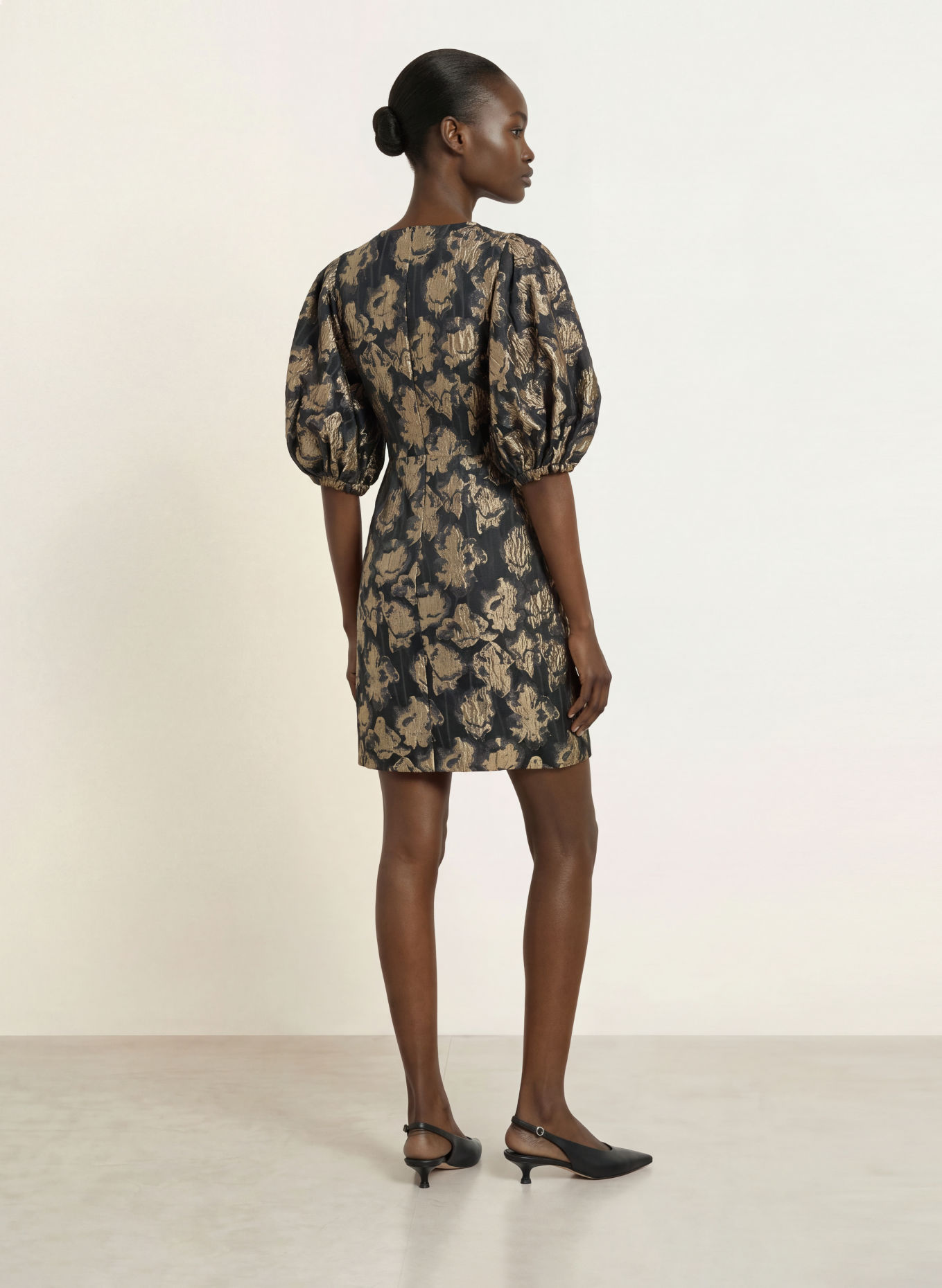 InWear YANCIEIW Jacquard Dress with 3/4-Length Sleeves: BLACK / BEIGE / DARK GRAY