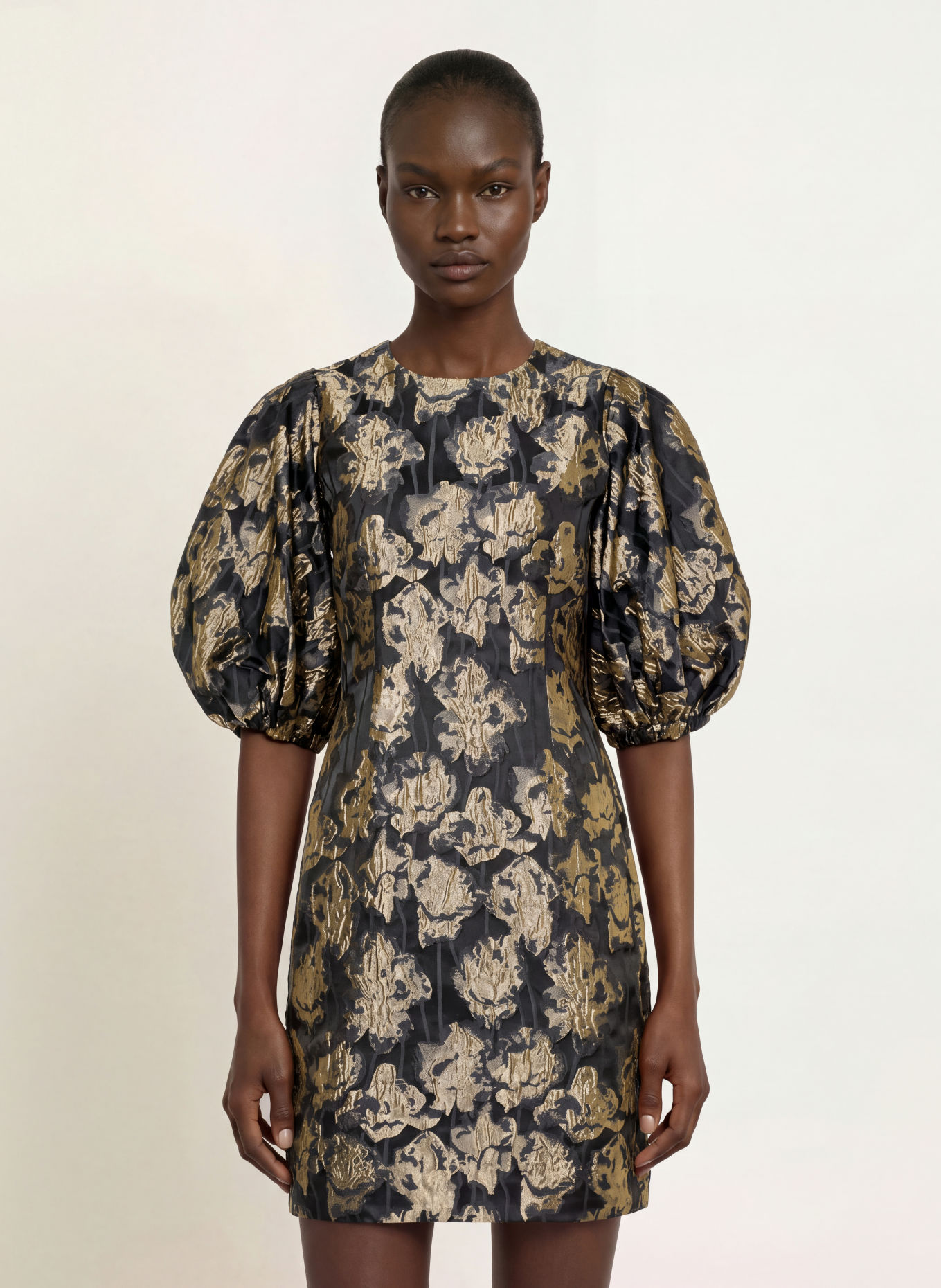 InWear YANCIEIW Jacquard Dress with 3/4-Length Sleeves: BLACK / BEIGE / DARK GRAY