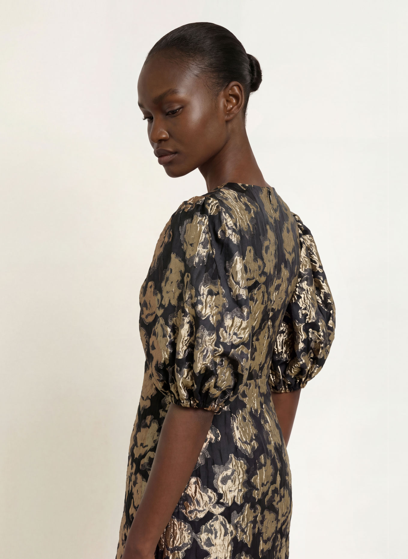 InWear YANCIEIW Jacquard Dress with 3/4-Length Sleeves: BLACK / BEIGE / DARK GRAY