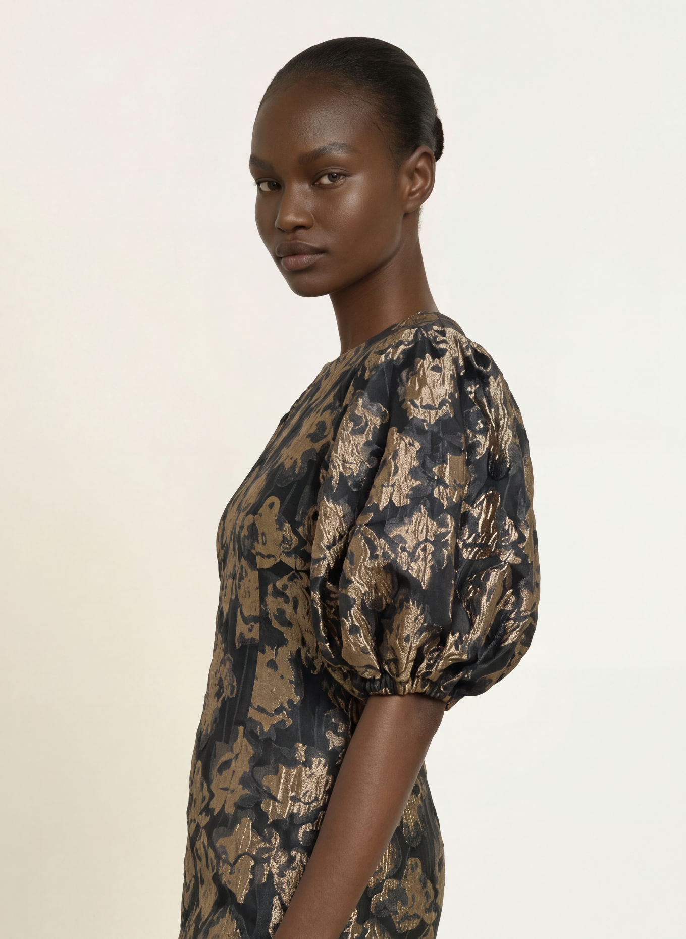 InWear YANCIEIW Jacquard Dress with 3/4-Length Sleeves: BLACK / BEIGE / DARK GRAY