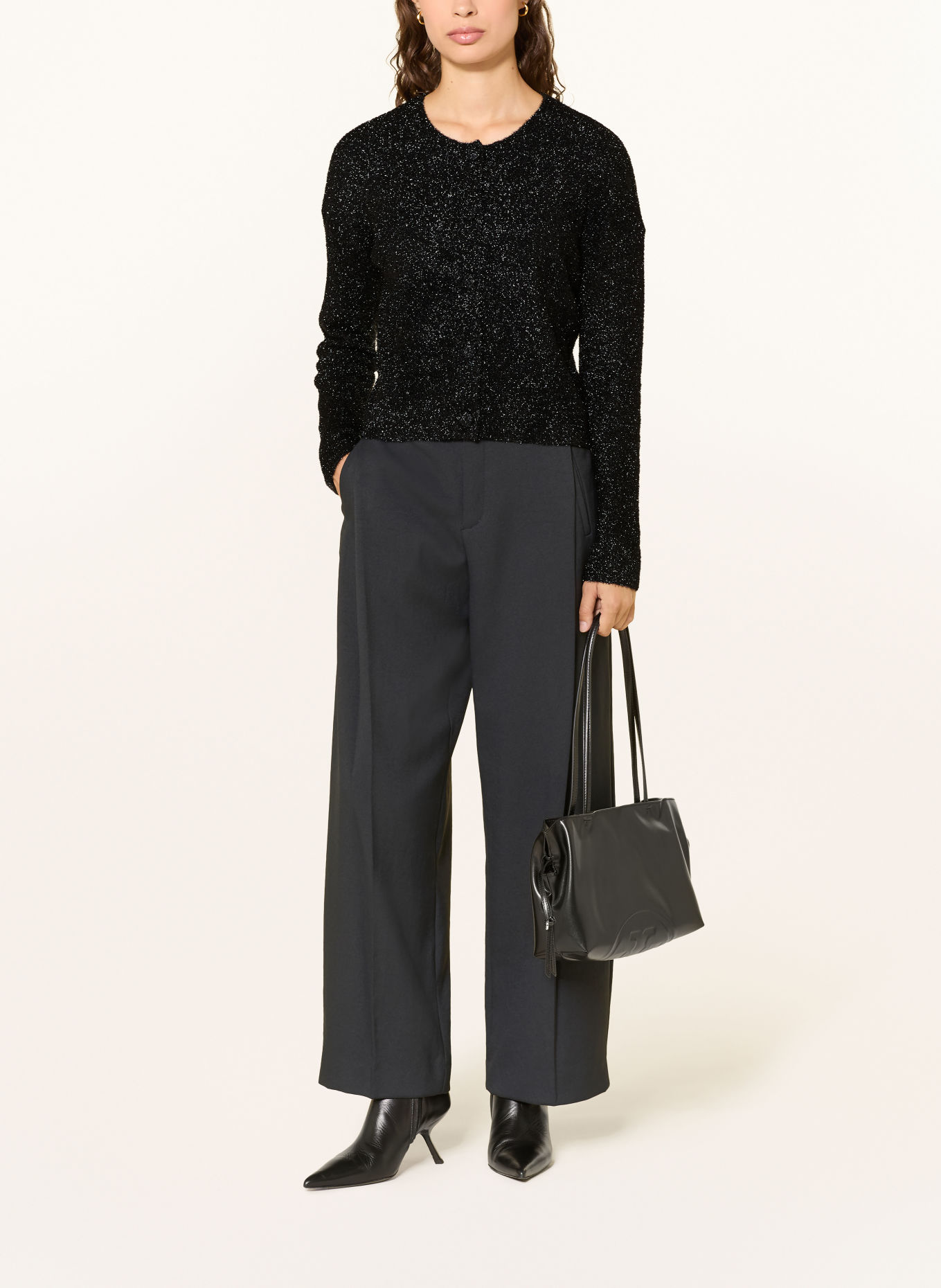 InWear PATTIIW Cardigan with Glitter Yarn: BLACK