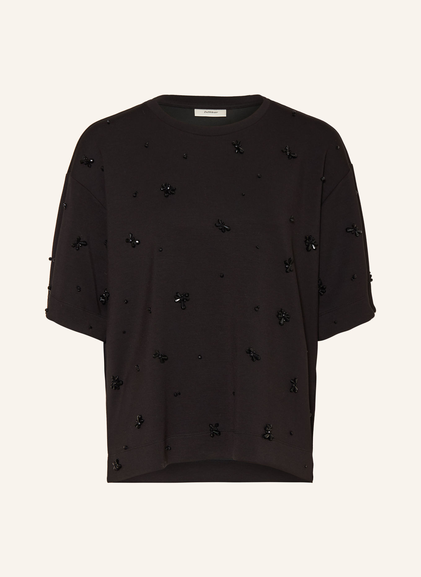 InWear BAYAIW T-shirt with decorative stones: BLACK