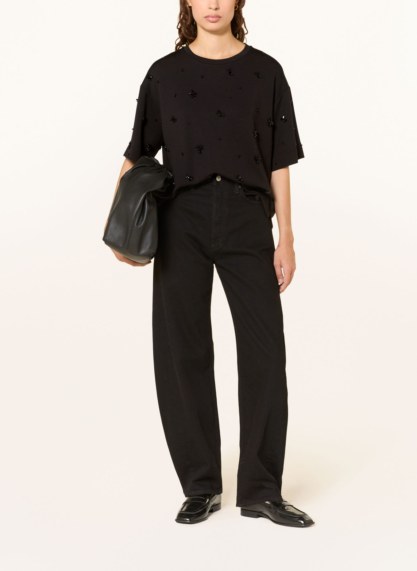 InWear BAYAIW T-shirt with decorative stones: BLACK