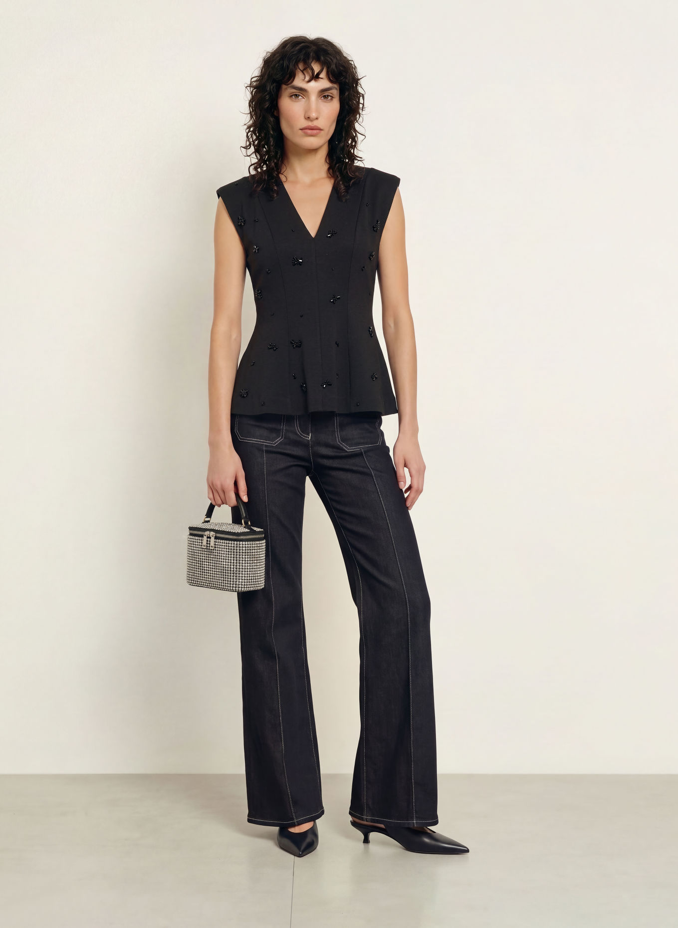 InWear Top koszulowy BAYAIW VINCENT z kamieniami ozdobnymi: CZARNY
