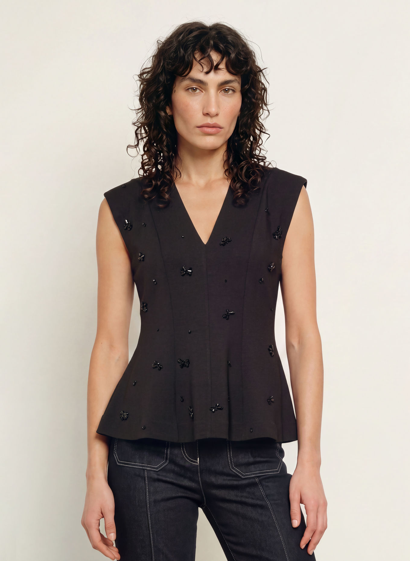 InWear Top koszulowy BAYAIW VINCENT z kamieniami ozdobnymi: CZARNY