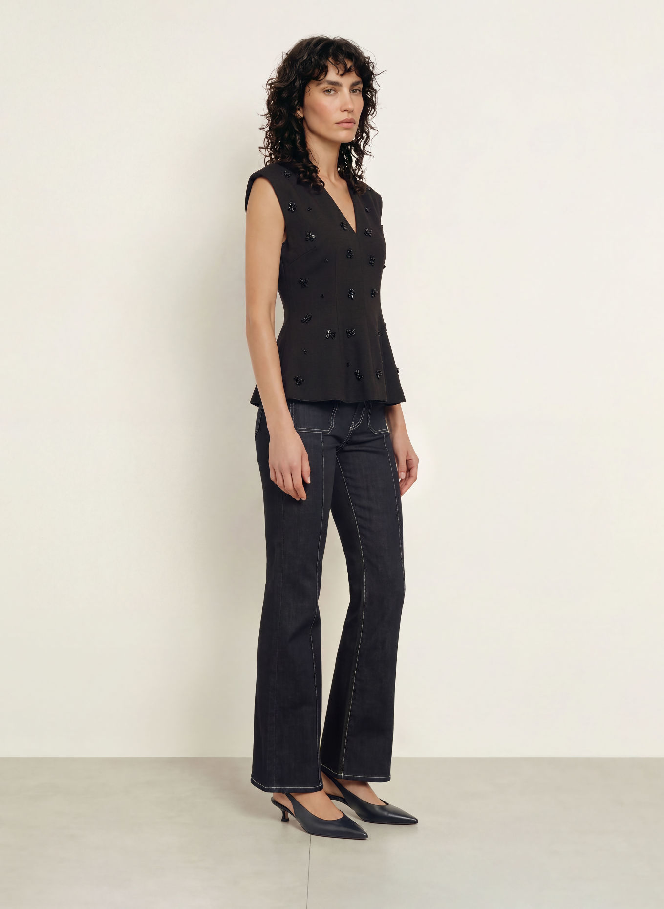 InWear Top koszulowy BAYAIW VINCENT z kamieniami ozdobnymi: CZARNY