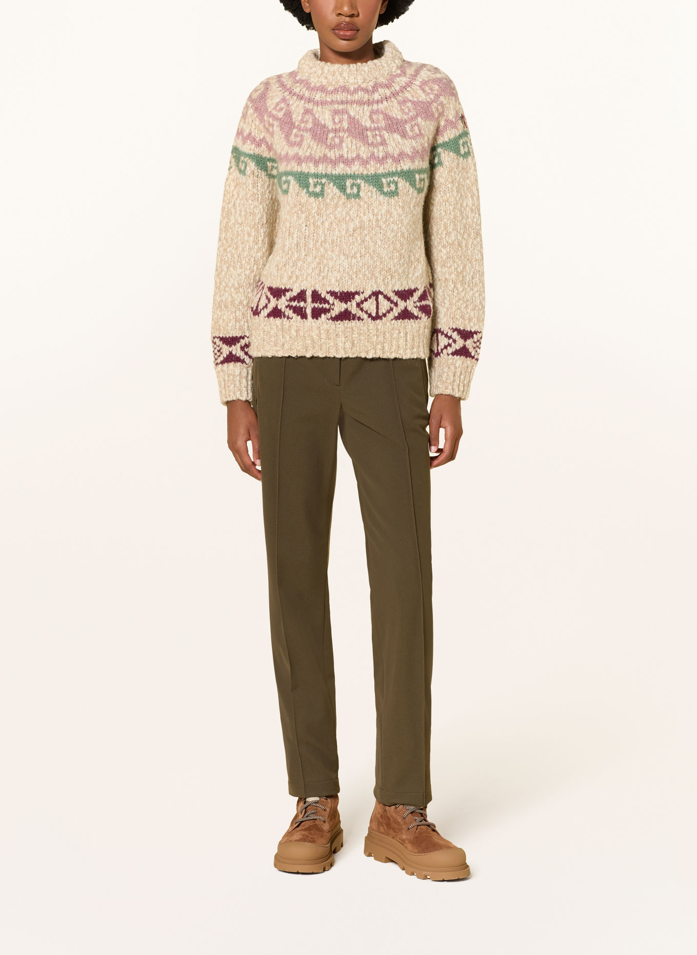 MONCLER GRENOBLE Pullover: CREME / ROSÉ / GRÜN