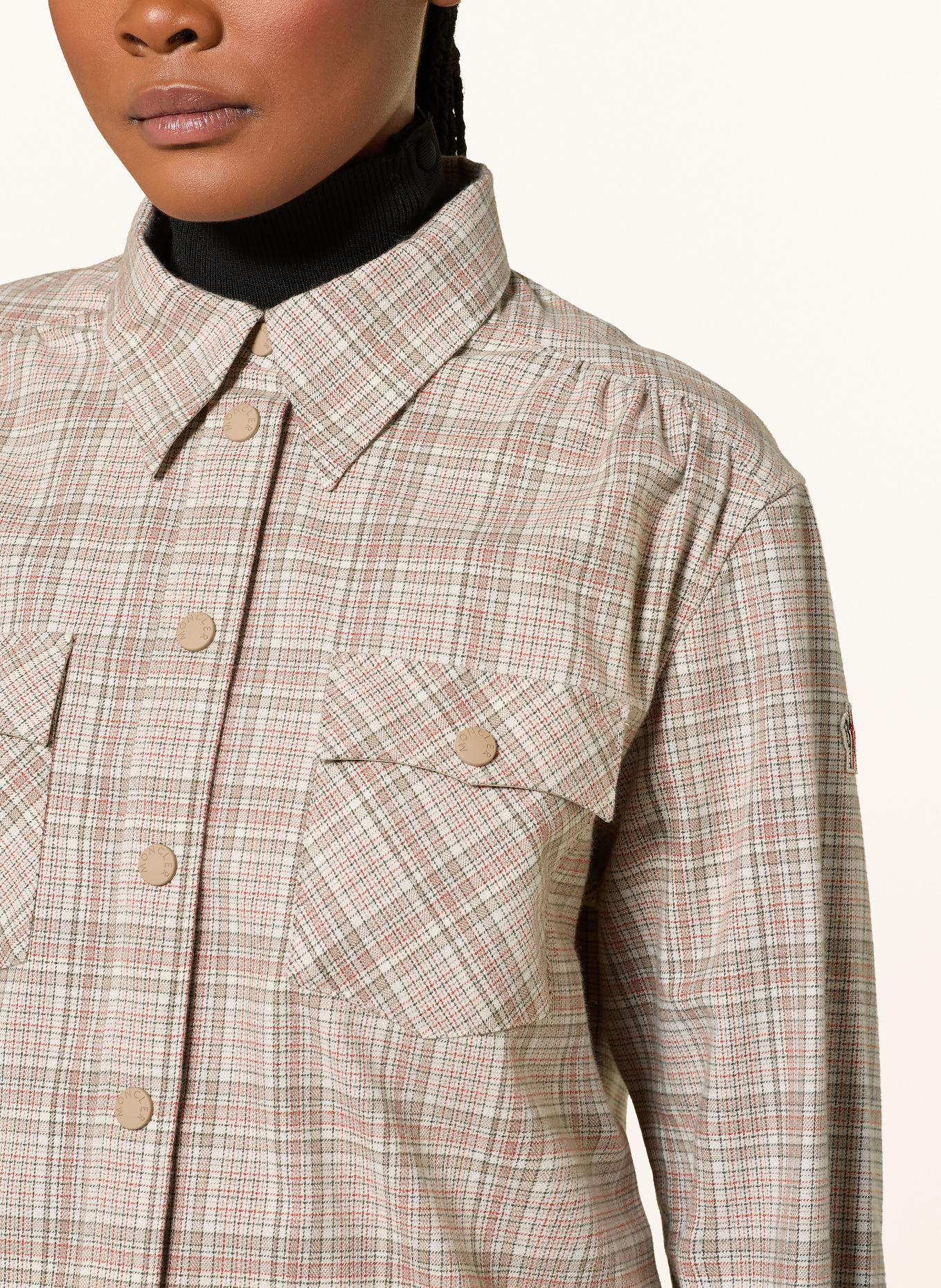 MONCLER GRENOBLE Hemdbluse: BEIGE / ECRU / ROT