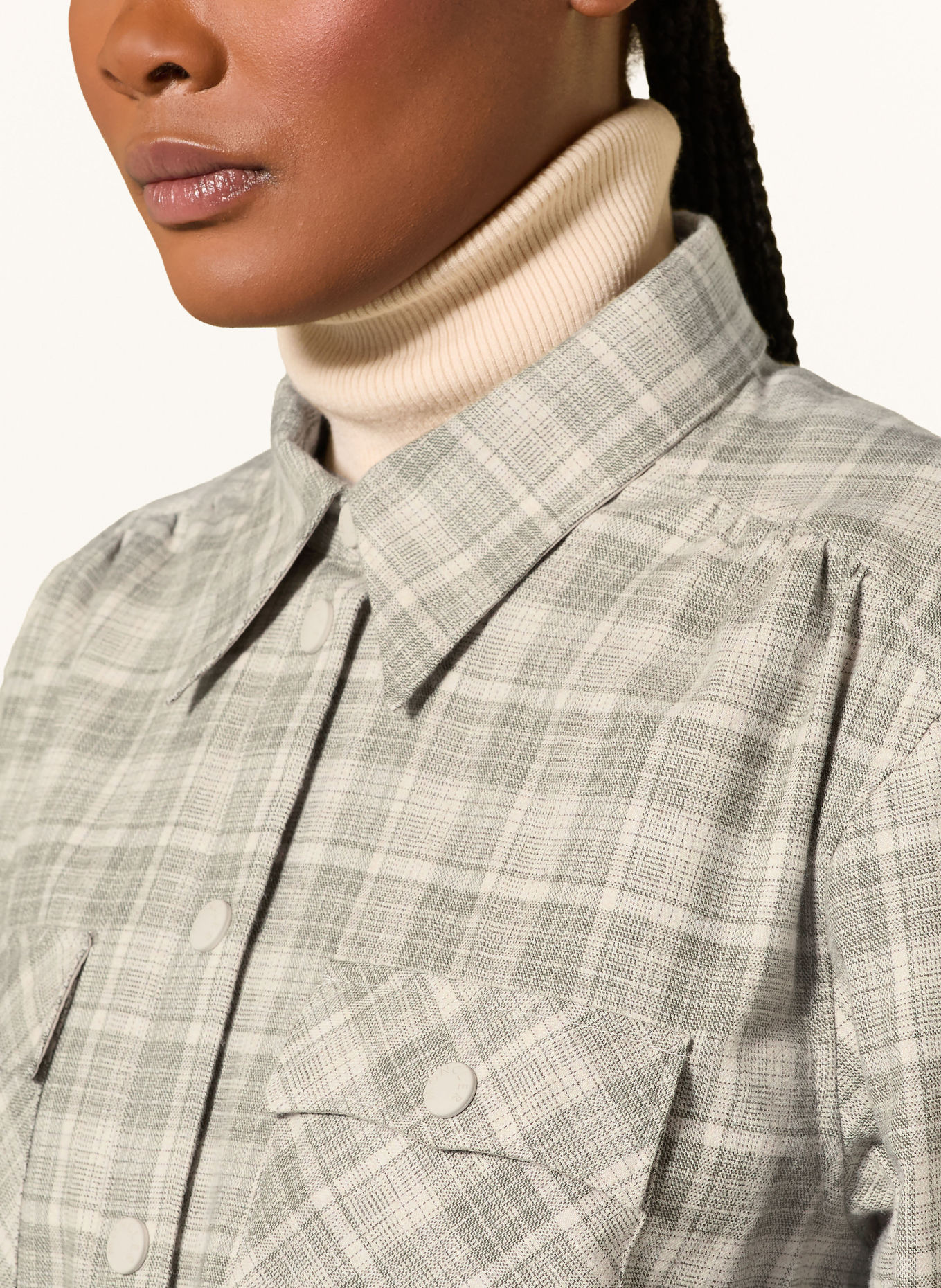 MONCLER GRENOBLE Hemdbluse: OLIV / ECRU